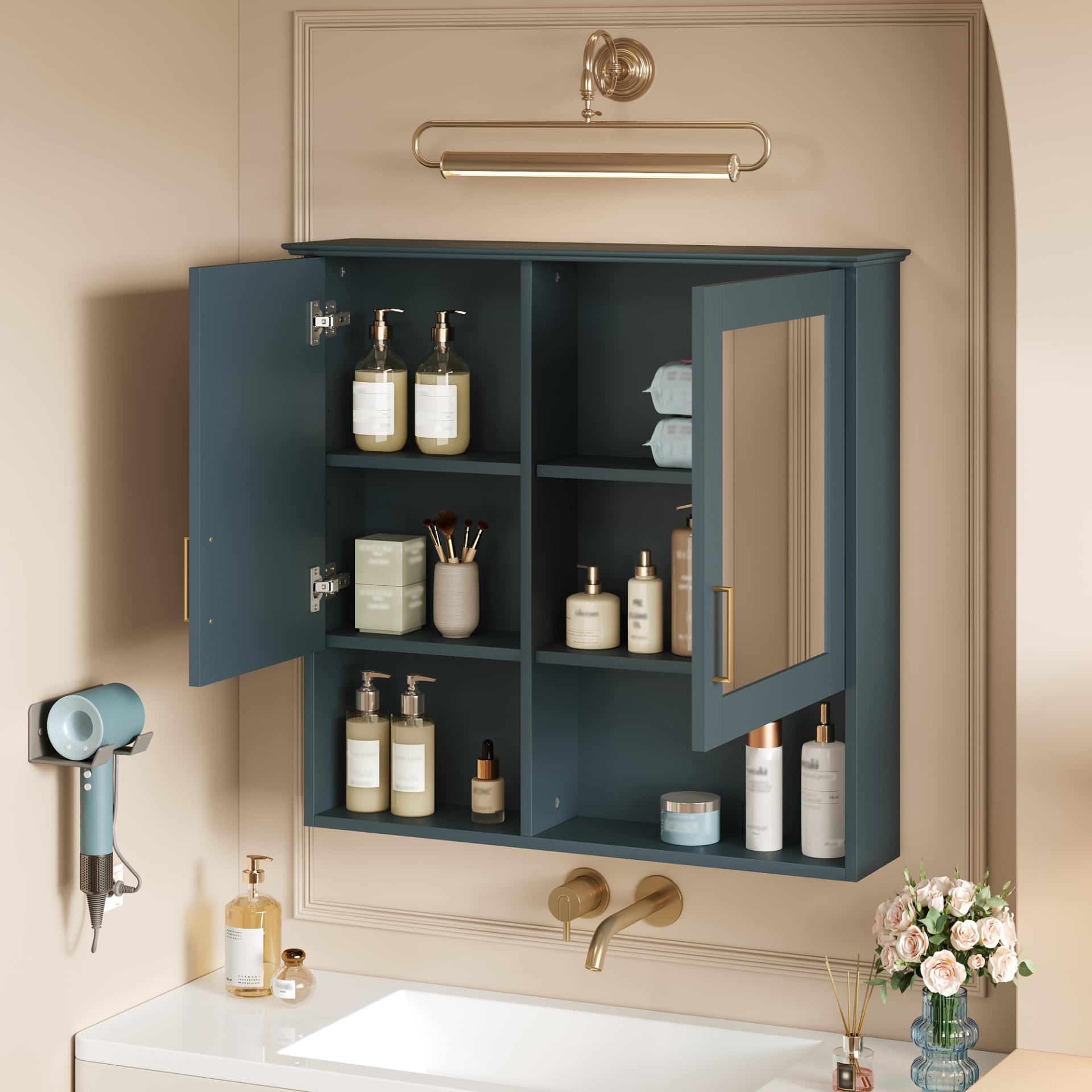 2-in-1 Bathroom Mirror Cabinet, 30 Inch Wall Mounted Medicine Cabinet With Adjustable Shelves & Soft Close Doors, High-Define Mirror With Storage For Bathroom Vanity view 3