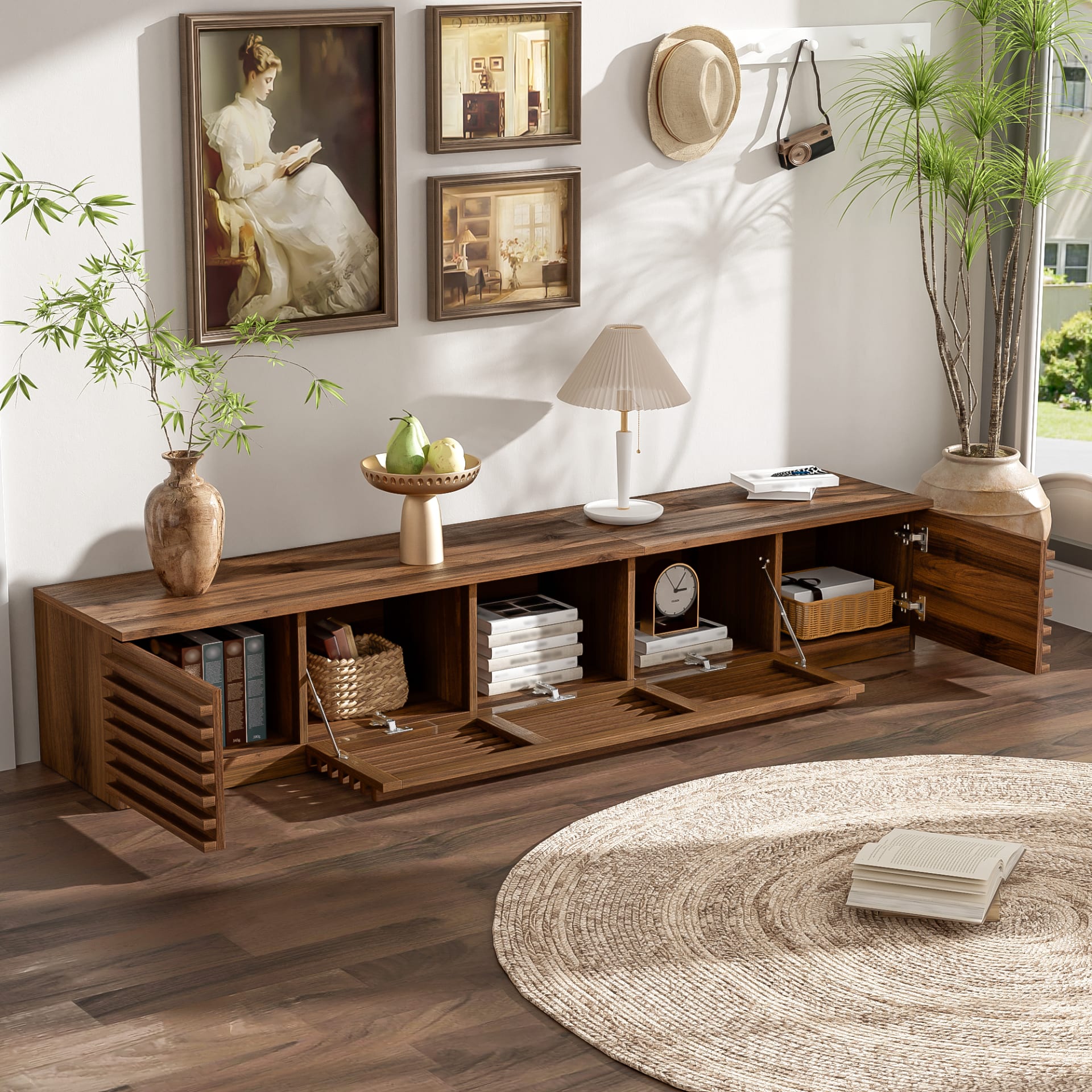 70 Inch Modern TV Stand For TVs Up To 80, Entertainment Center With Cable Management, Soft-Closing Hinges For Living Room view 2