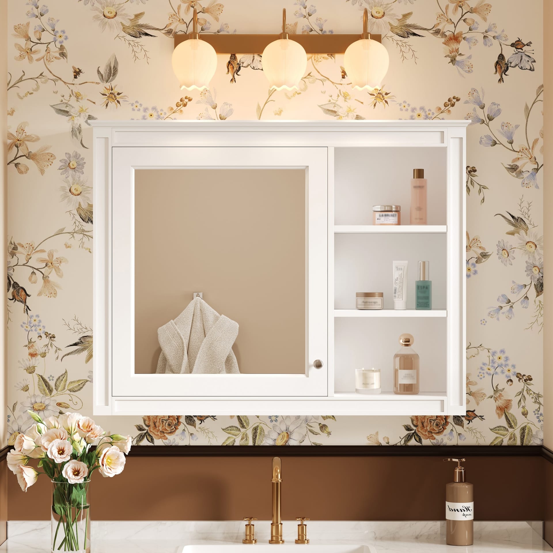 36'' X 28'' Medicine Cabinet, Wall Mounted Bathroom Storage Cabinet, Modern Bathroom Wall Cabinet With Mirror,Medicine Cabinet, Mirror Cabinet With 1 Adjustable Shelf