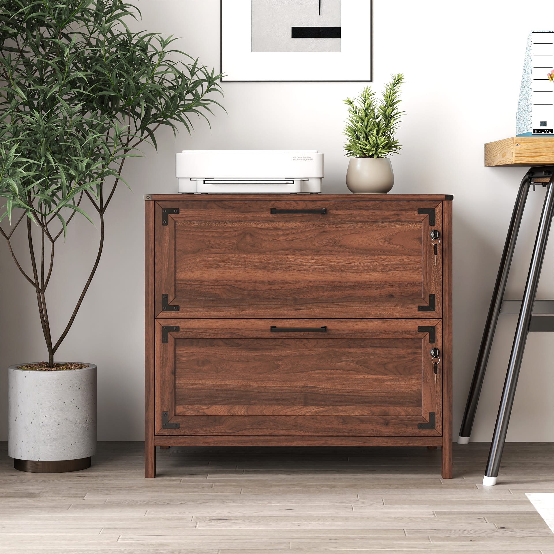 2 Drawer Farmhouse File Cabinet,Filing Cabinet With Lock For Home Office view 5