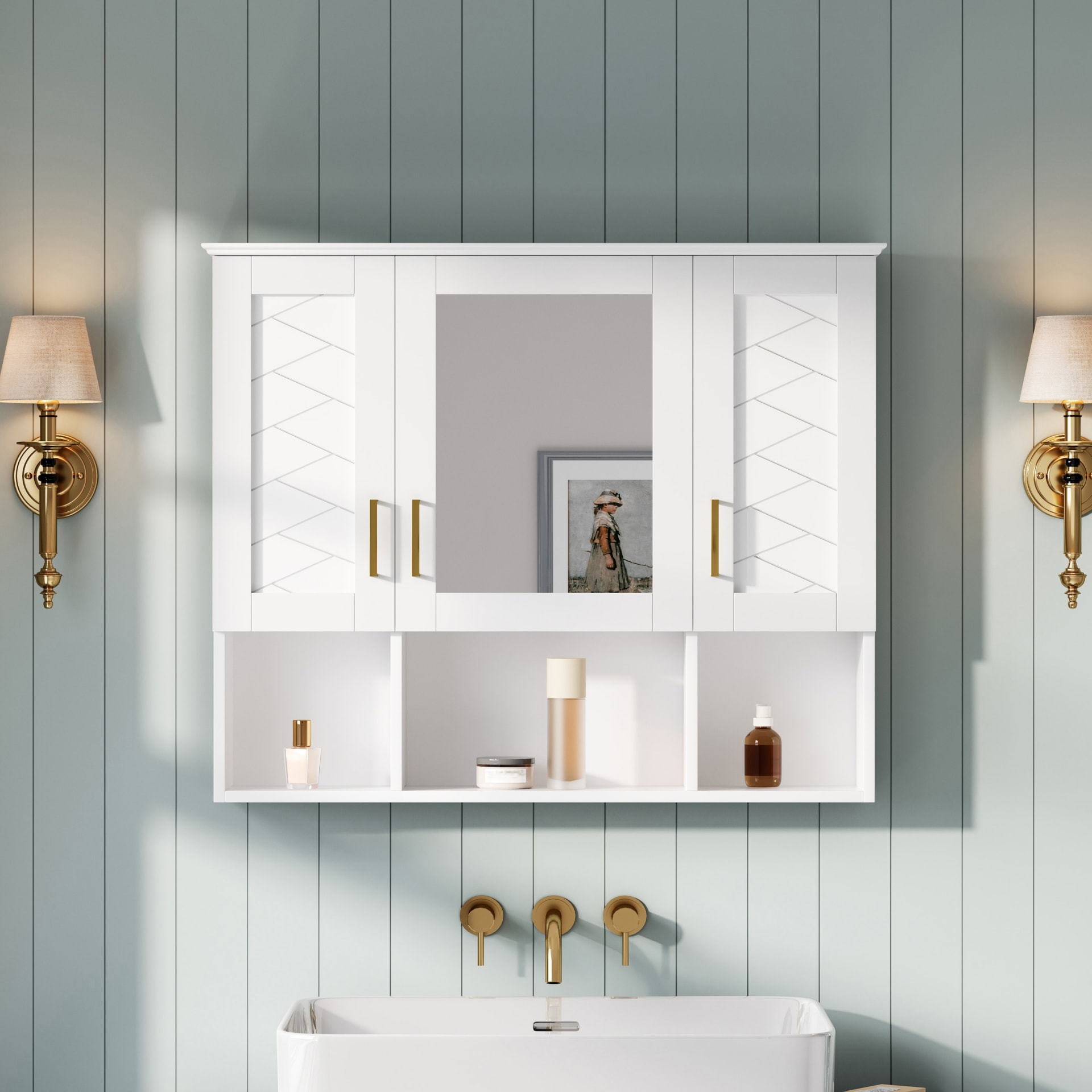 35 Inch 2-in-1  Wall Mounted Medicine Cabinet With Adjustable Shelves & Soft Close Doors, High-Define Mirror With Storage For Bathroom Vanity view 4