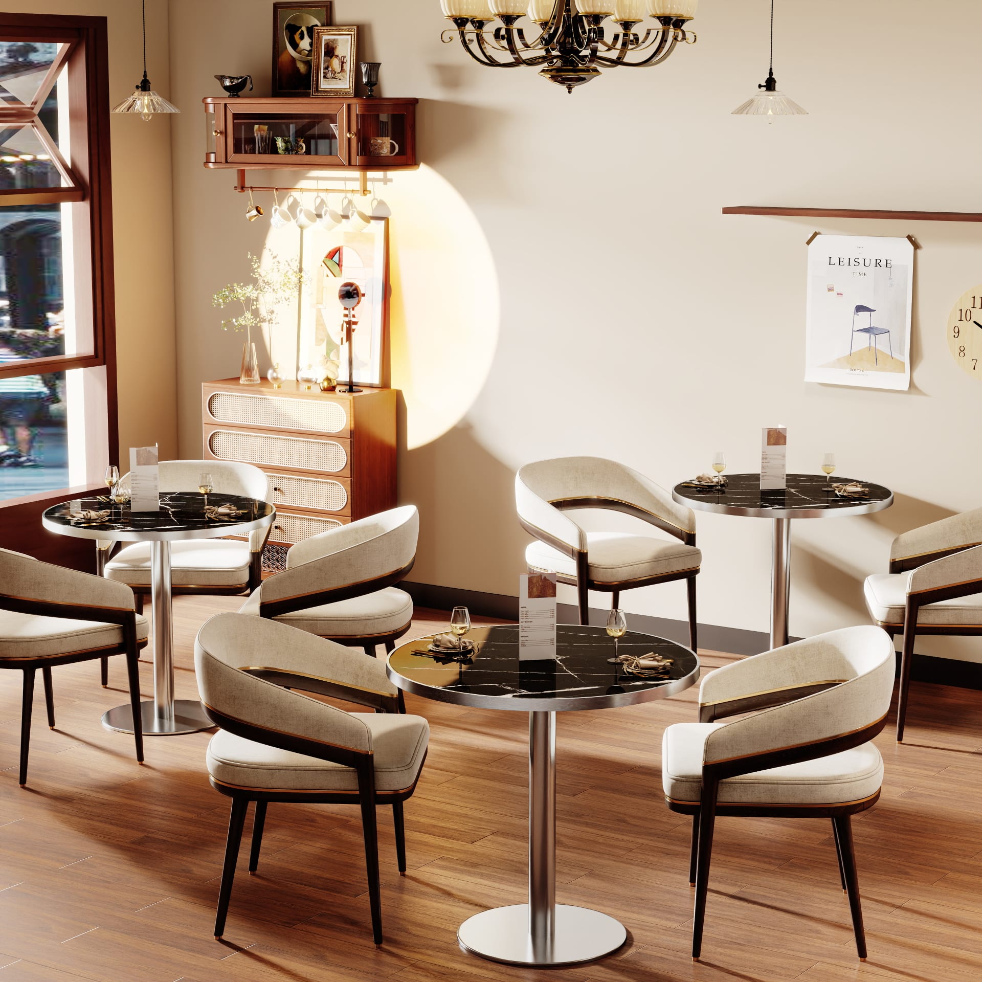 Round Modern Dinning Table 31.5 Inches Bistro Table Tulip Table With Faux Marble Top,Easy Assemble,Sturdy Metal Frame Diameter view 2