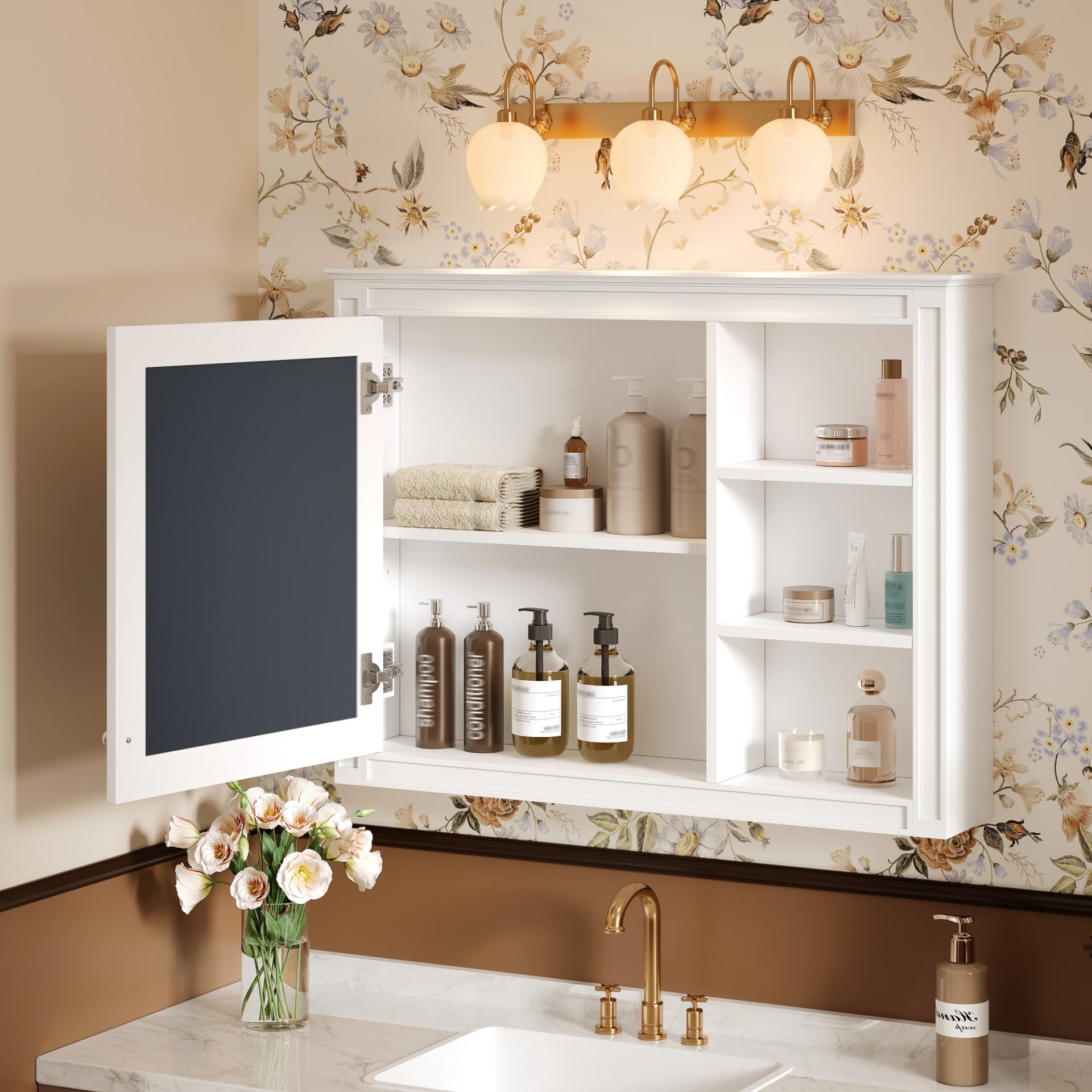 36'' X 28'' Medicine Cabinet, Wall Mounted Bathroom Storage Cabinet, Modern Bathroom Wall Cabinet With Mirror,Medicine Cabinet,  Mirror Cabinet With 1 Adjustable Shelf view 2