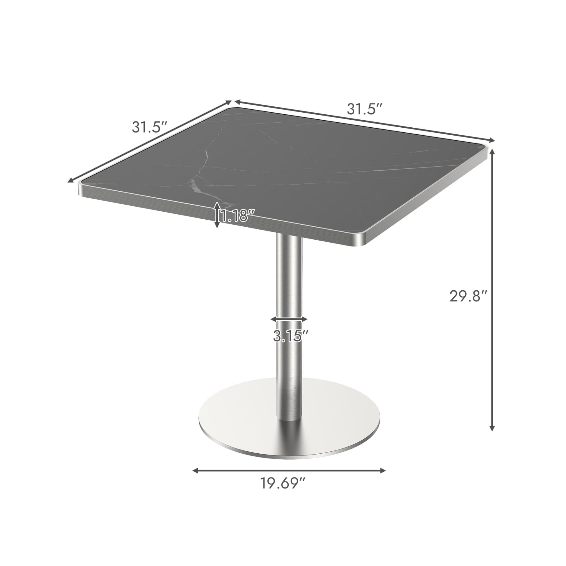 Square Modern Dinning Table 31.5 Inches Bistro Table Tulip Table With Faux Marble Top,Easy Assemble,Sturdy Metal Frame Diameter view 3