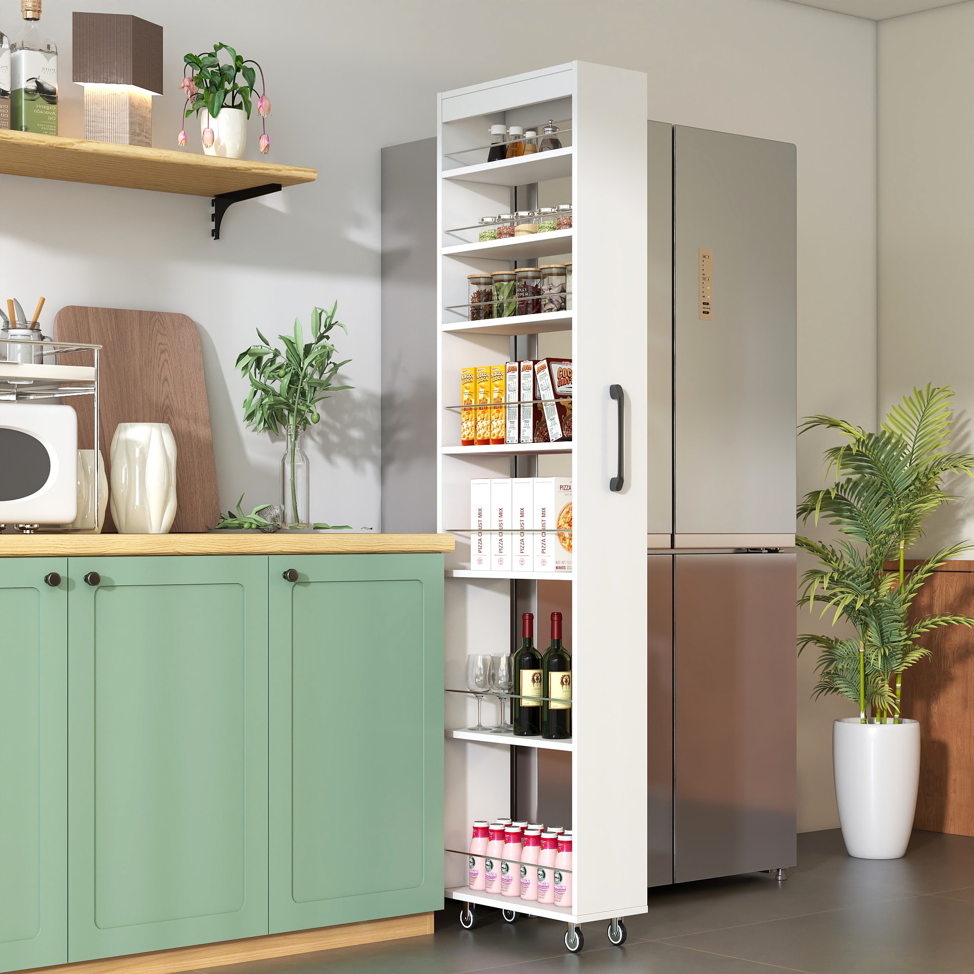 7 Tier Multi-functional Pull-out Multi-tier Storage Single-sided Open Shelf For Kitchen, Living Room & Narrow Spaces view 4