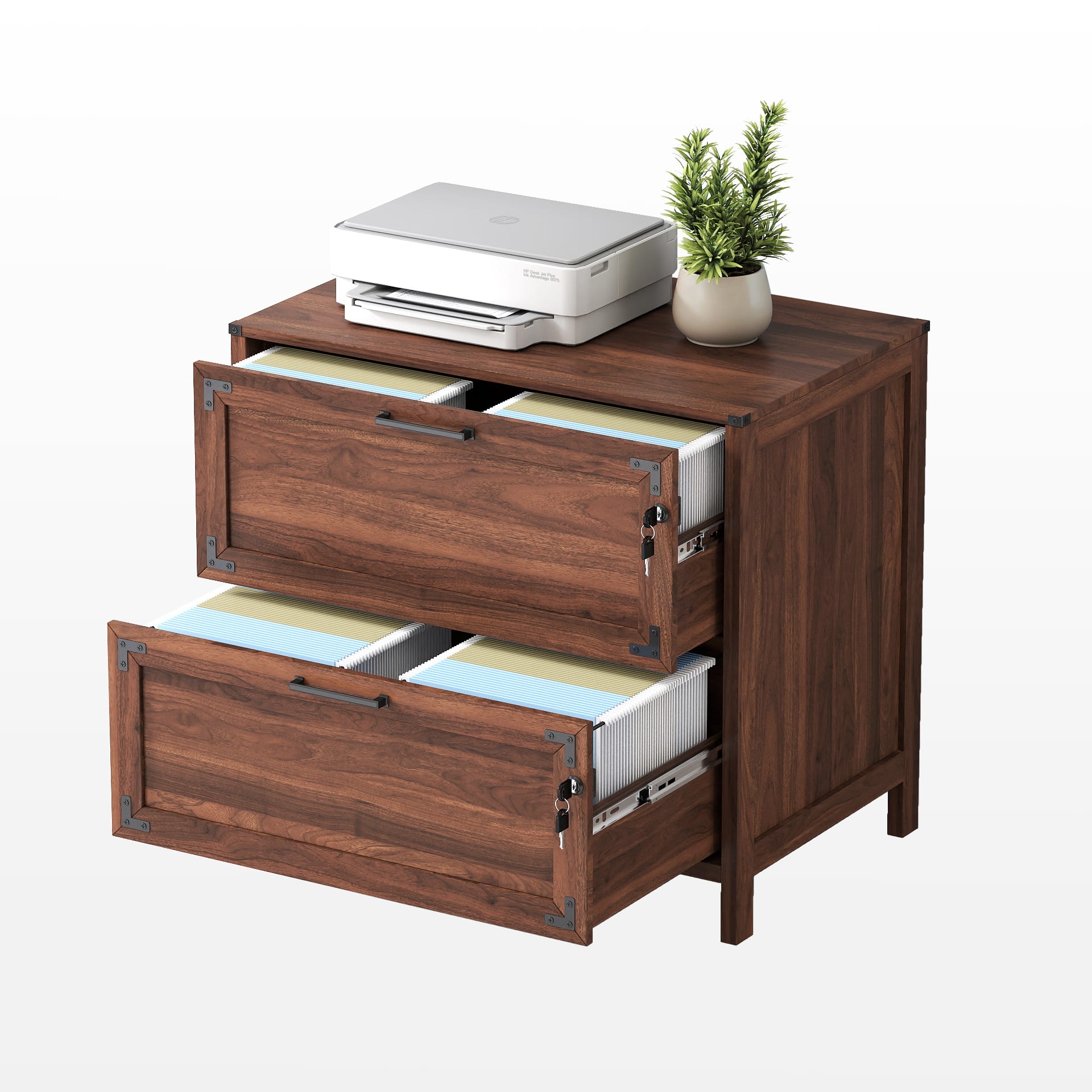 2 Drawer Farmhouse File Cabinet,Filing Cabinet With Lock For Home Office view 3