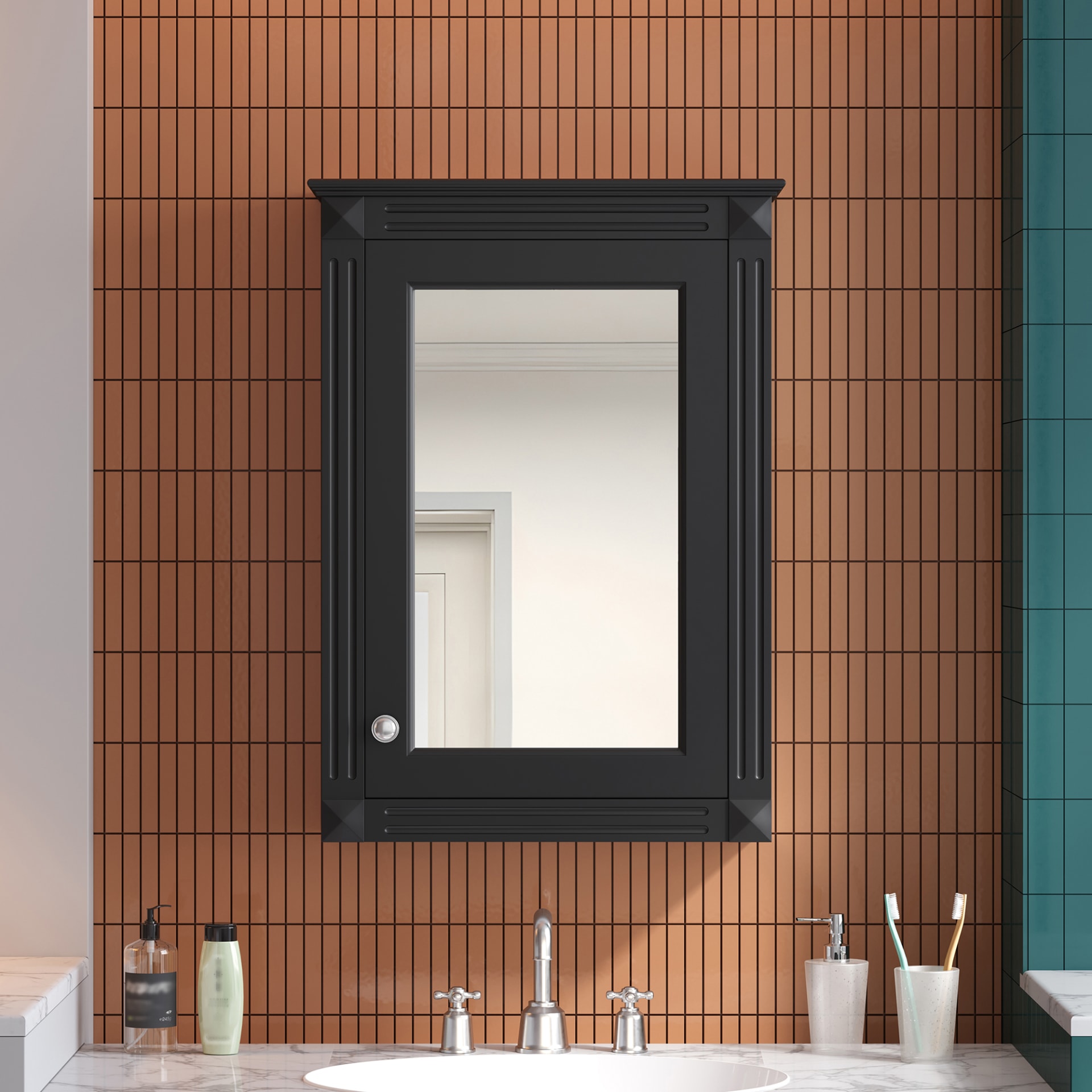 20 Wall Mounted Bathroom Storage Cabinet With Mirror, Medicine Cabinet With Height Adjustable Shelf, Over The Toilet Space Saver Cabinet