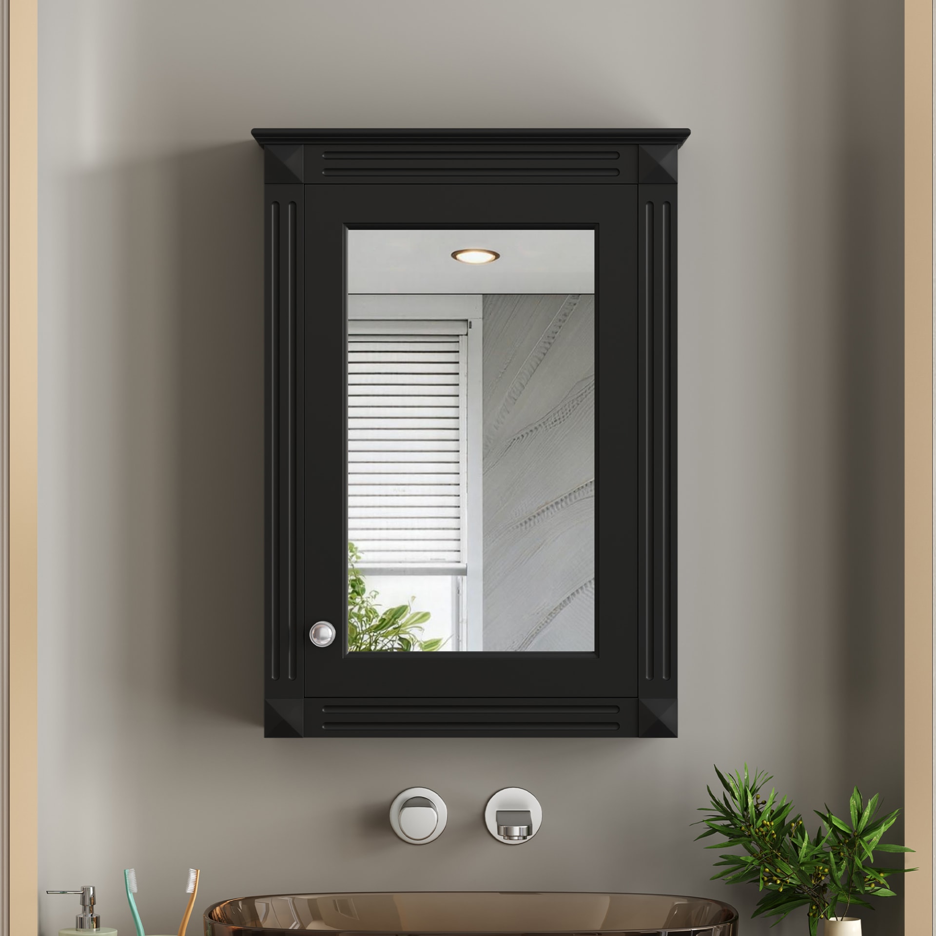 20 Wall Mounted Bathroom Storage Cabinet With Mirror, Medicine Cabinet With Height Adjustable Shelf, Over The Toilet Space Saver Cabinet view 3