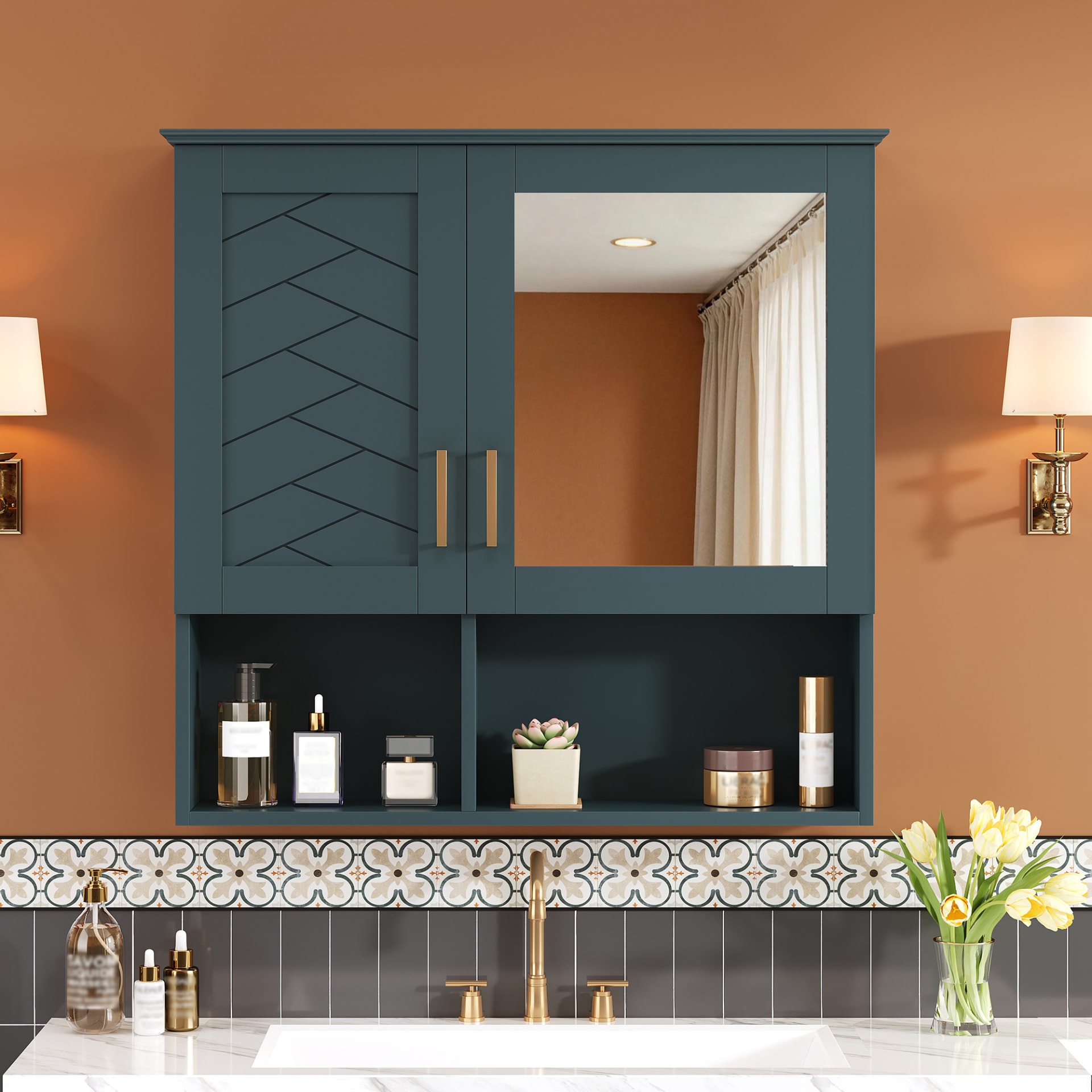 2-in-1 Bathroom Mirror Cabinet, 30 Inch Wall Mounted Medicine Cabinet With Adjustable Shelves & Soft Close Doors, High-Define Mirror With Storage For Bathroom Vanity view 2