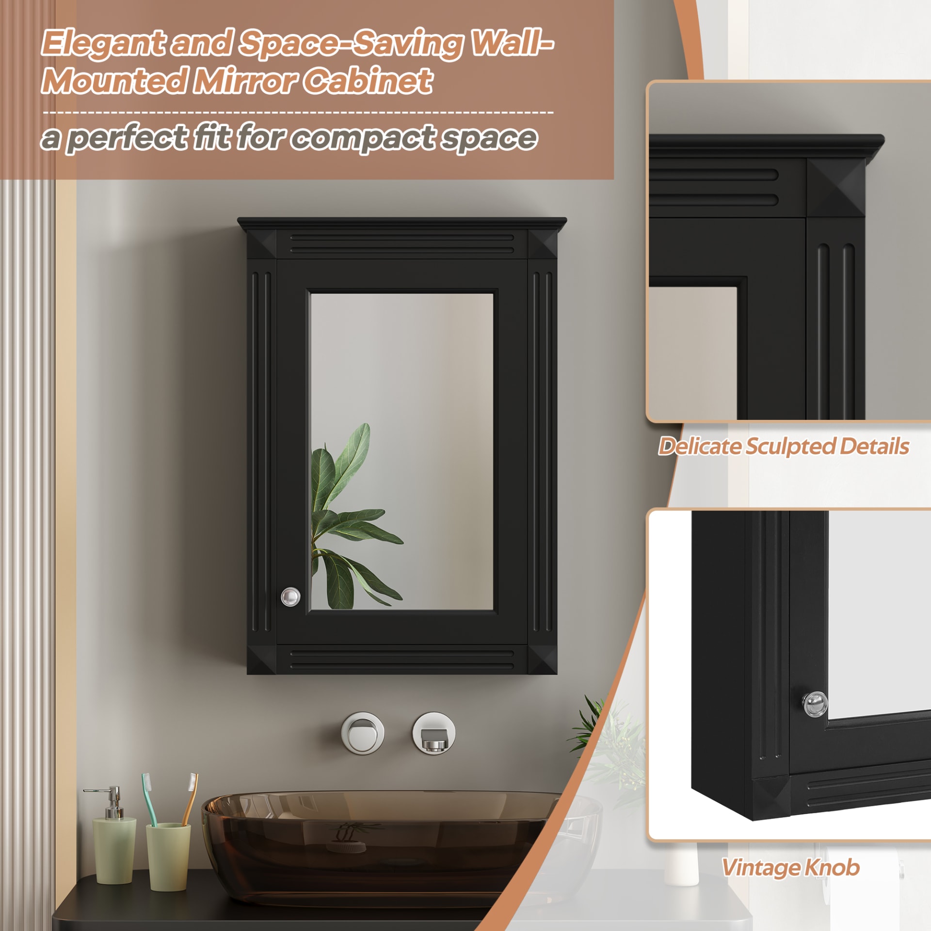 20 Wall Mounted Bathroom Storage Cabinet With Mirror, Medicine Cabinet With Height Adjustable Shelf, Over The Toilet Space Saver Cabinet view 5