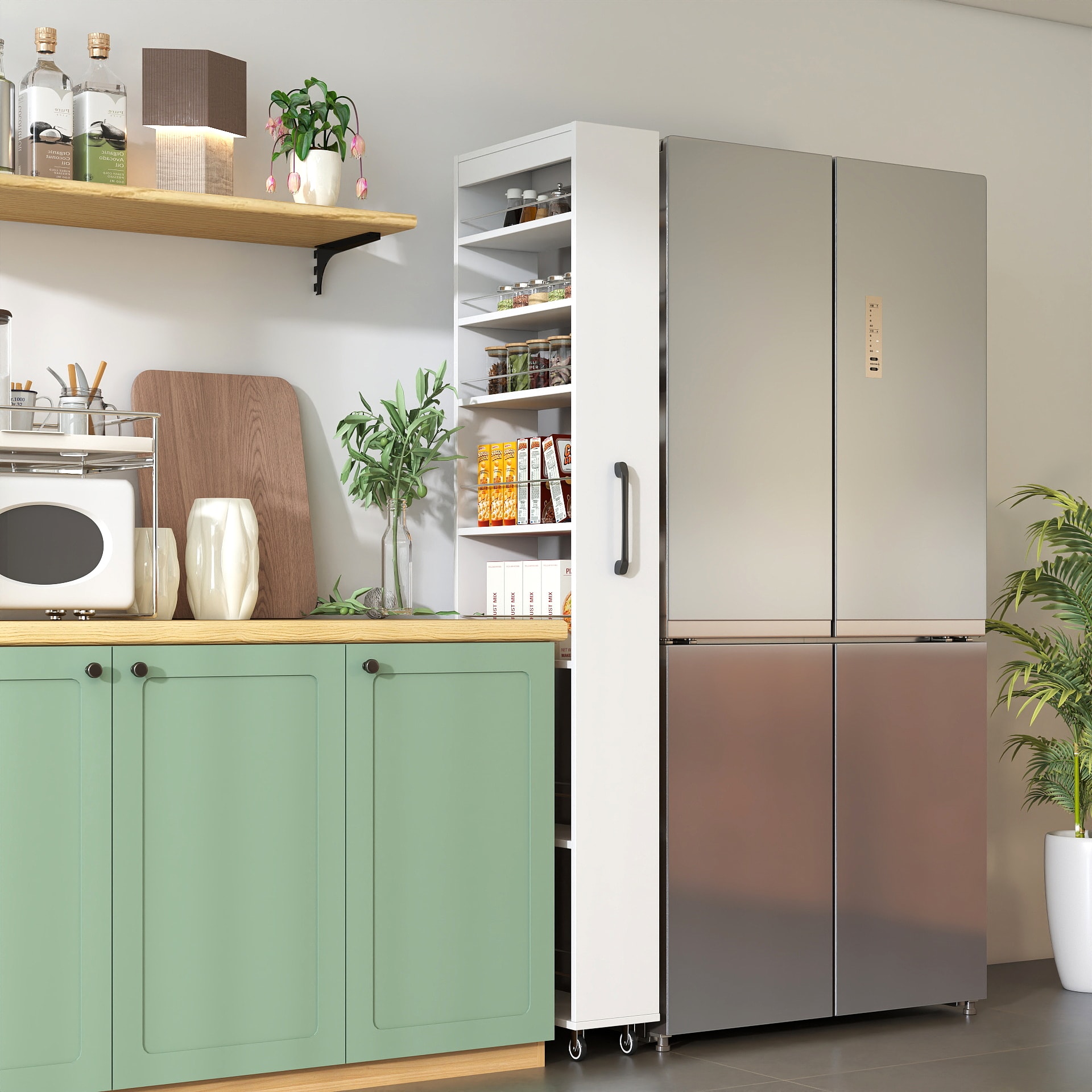 7 Tier Multi-functional Pull-out Multi-tier Storage Single-sided Open Shelf For Kitchen, Living Room & Narrow Spaces view 1