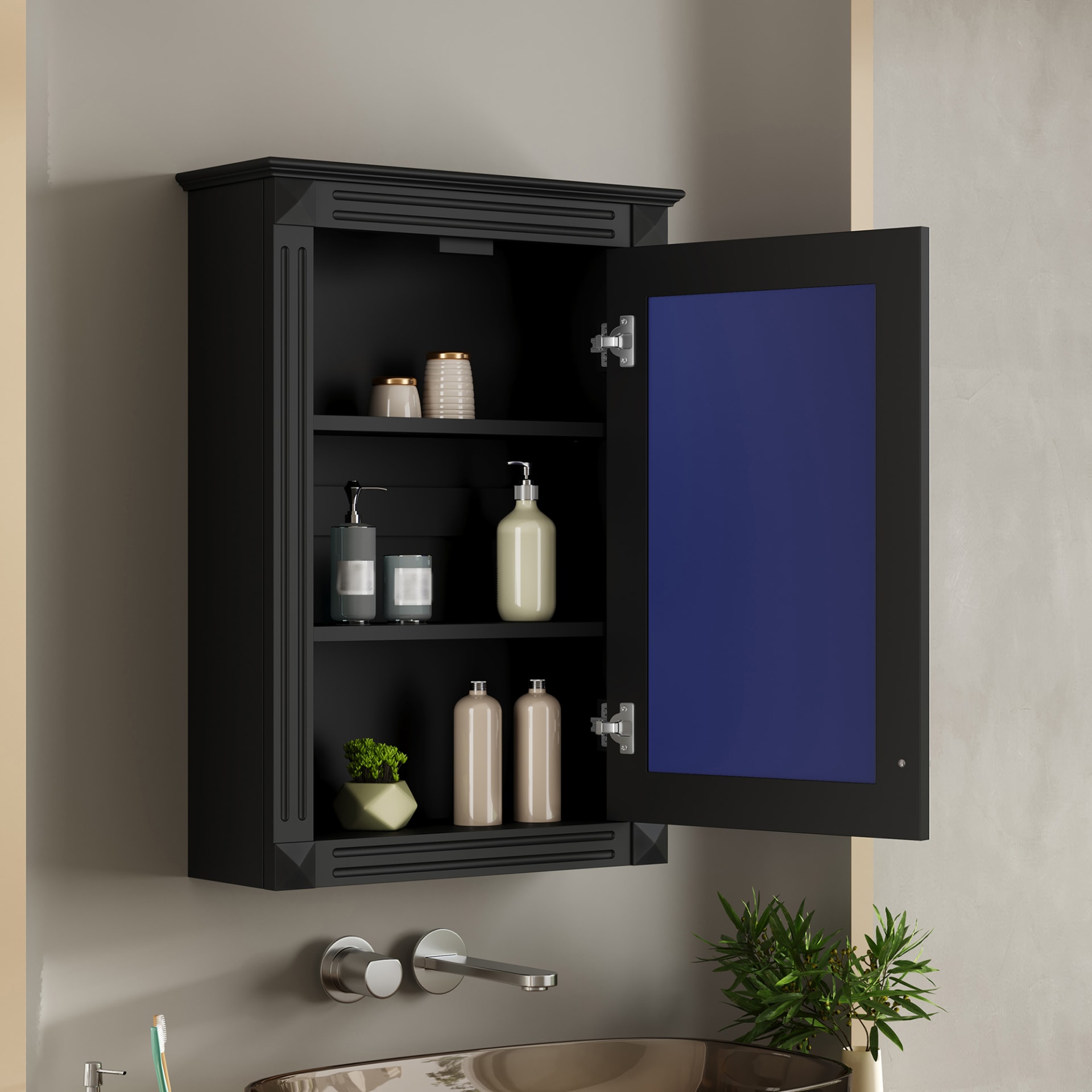 20 Wall Mounted Bathroom Storage Cabinet With Mirror, Medicine Cabinet With Height Adjustable Shelf, Over The Toilet Space Saver Cabinet view 2