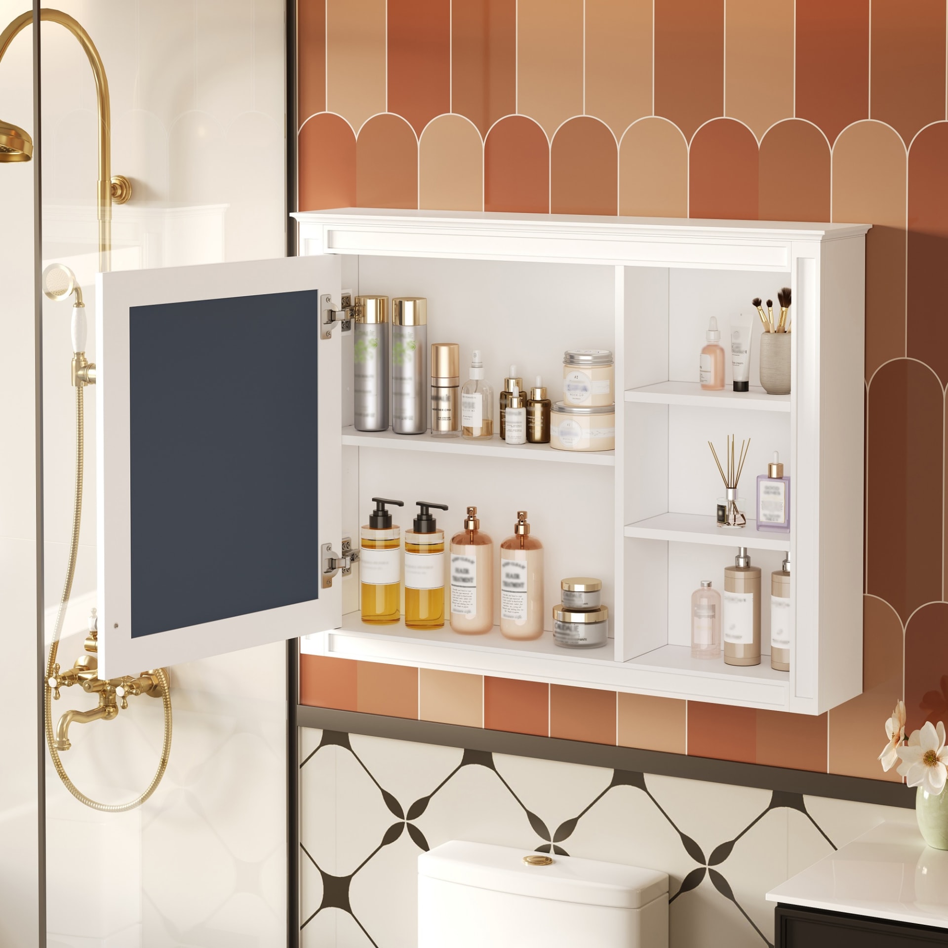 36'' X 28'' Medicine Cabinet, Wall Mounted Bathroom Storage Cabinet, Modern Bathroom Wall Cabinet With Mirror,Medicine Cabinet,  Mirror Cabinet With 1 Adjustable Shelf view 5