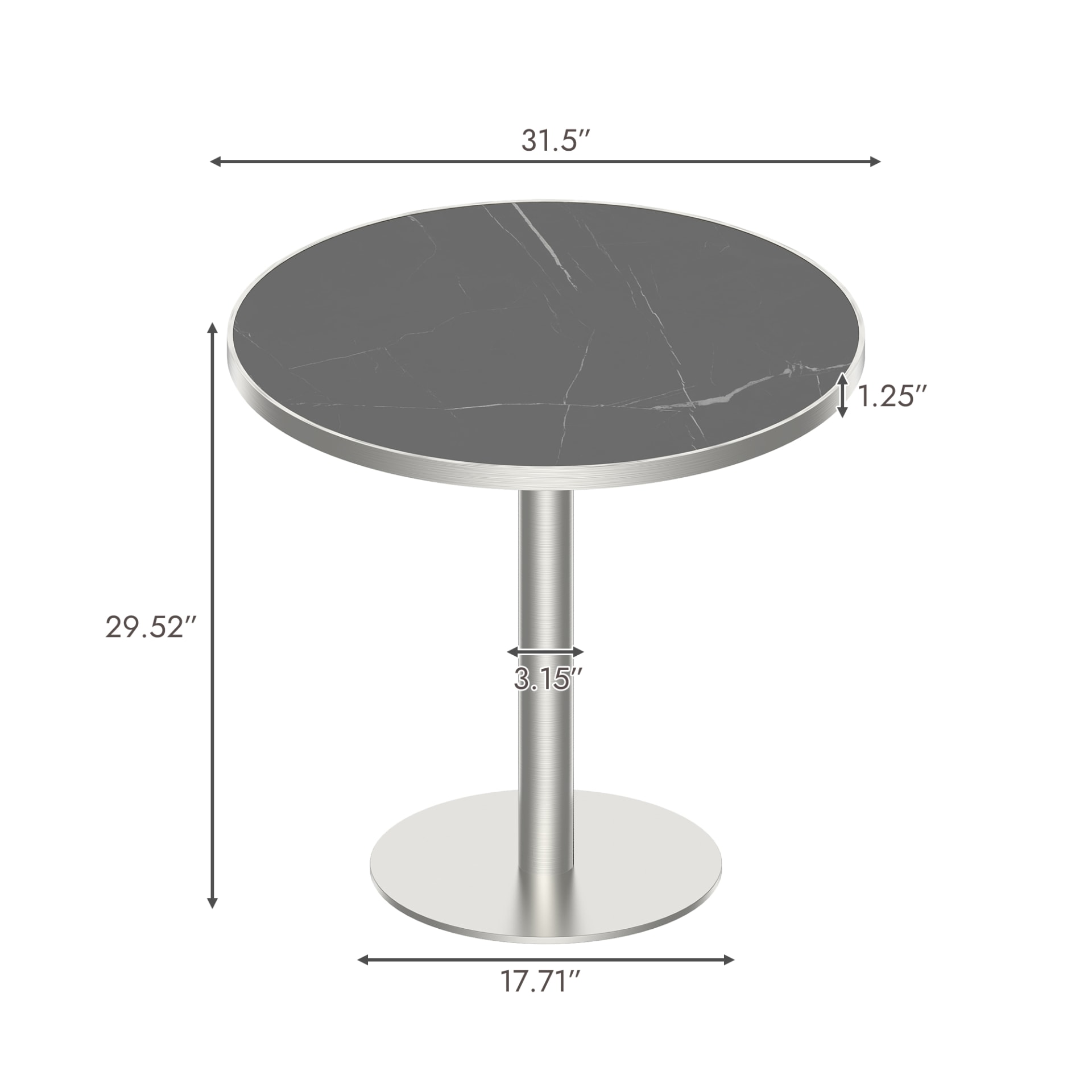 Round Modern Dinning Table 31.5 Inches Bistro Table Tulip Table With Faux Marble Top,Easy Assemble,Sturdy Metal Frame Diameter view 3