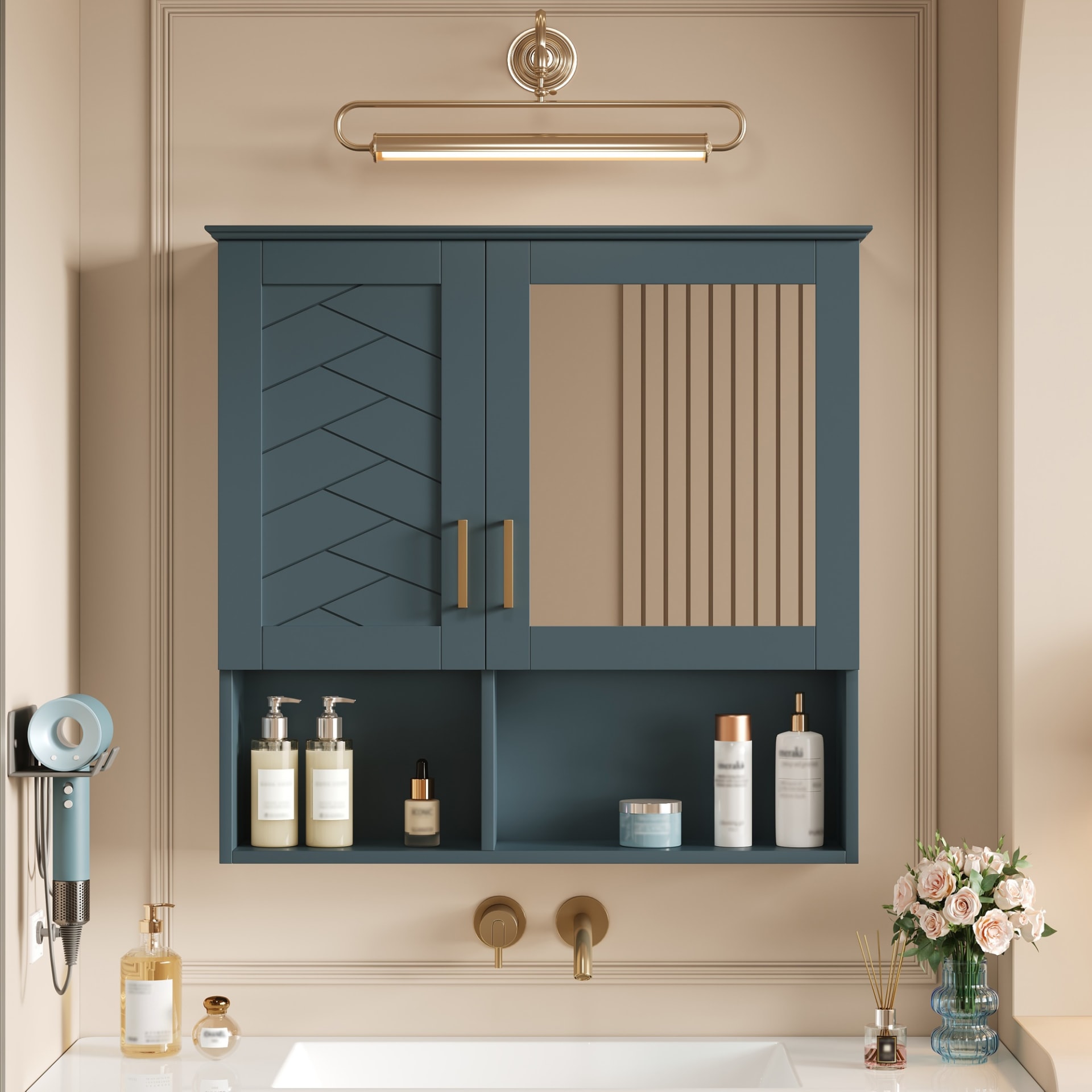 2-in-1 Bathroom Mirror Cabinet, 30 Inch Wall Mounted Medicine Cabinet With Adjustable Shelves & Soft Close Doors, High-Define Mirror With Storage For Bathroom Vanity view 5