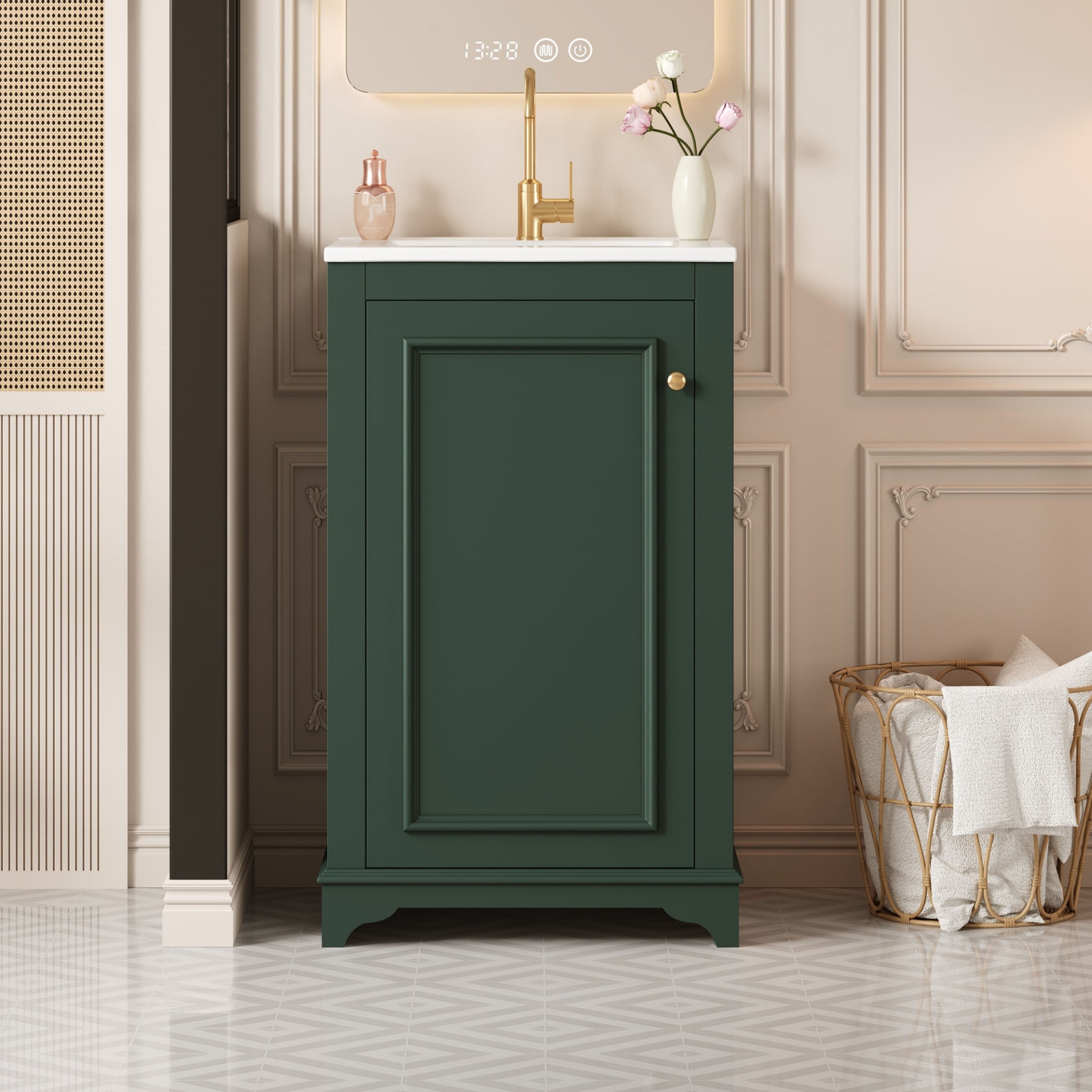 20-inch Bathroom Vanity With Ceramic Sink, Freestanding Single Vanity Set With Soft Closing Door, Adjustable Shelf, Modern Style, Green. view 5