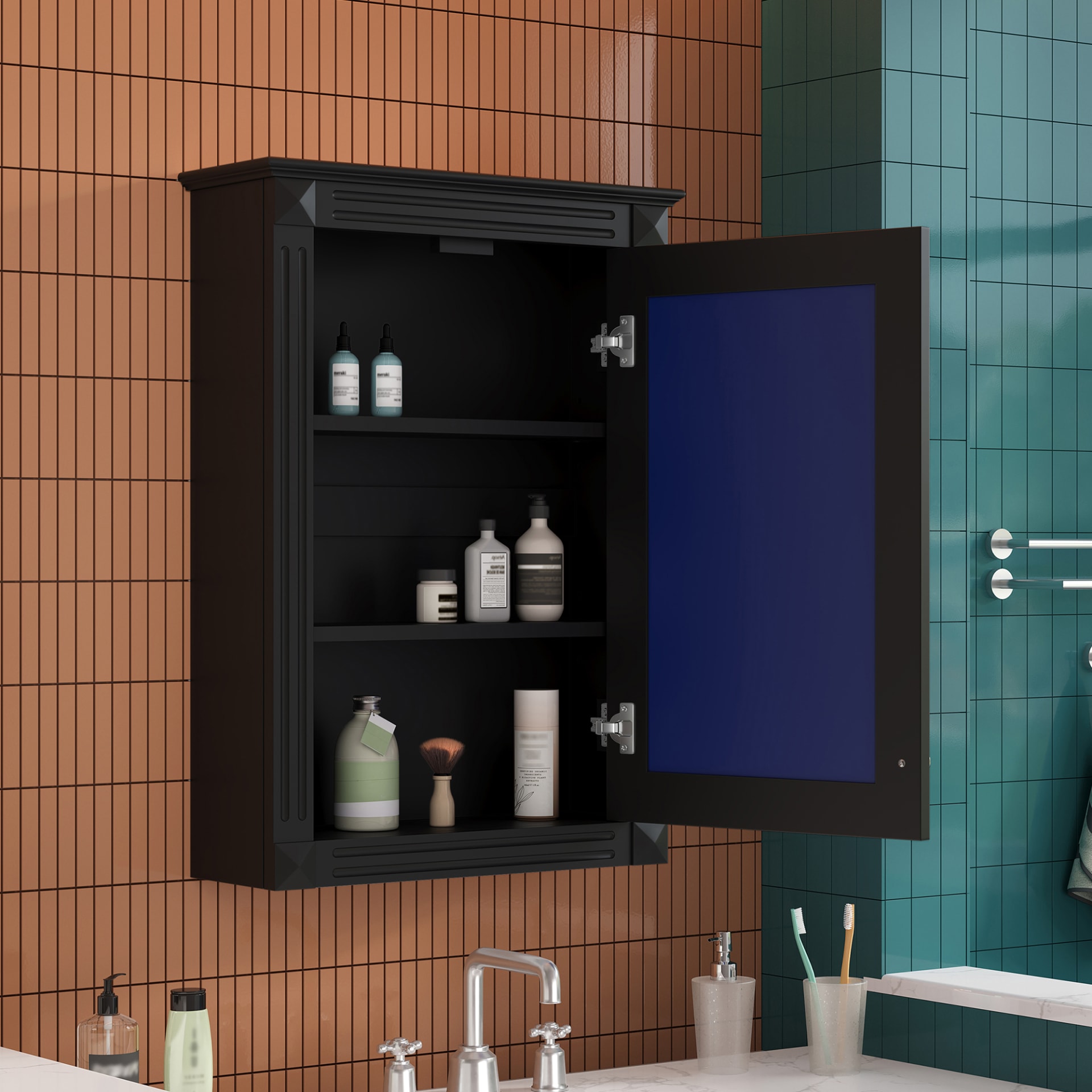 20 Wall Mounted Bathroom Storage Cabinet With Mirror, Medicine Cabinet With Height Adjustable Shelf, Over The Toilet Space Saver Cabinet view 4