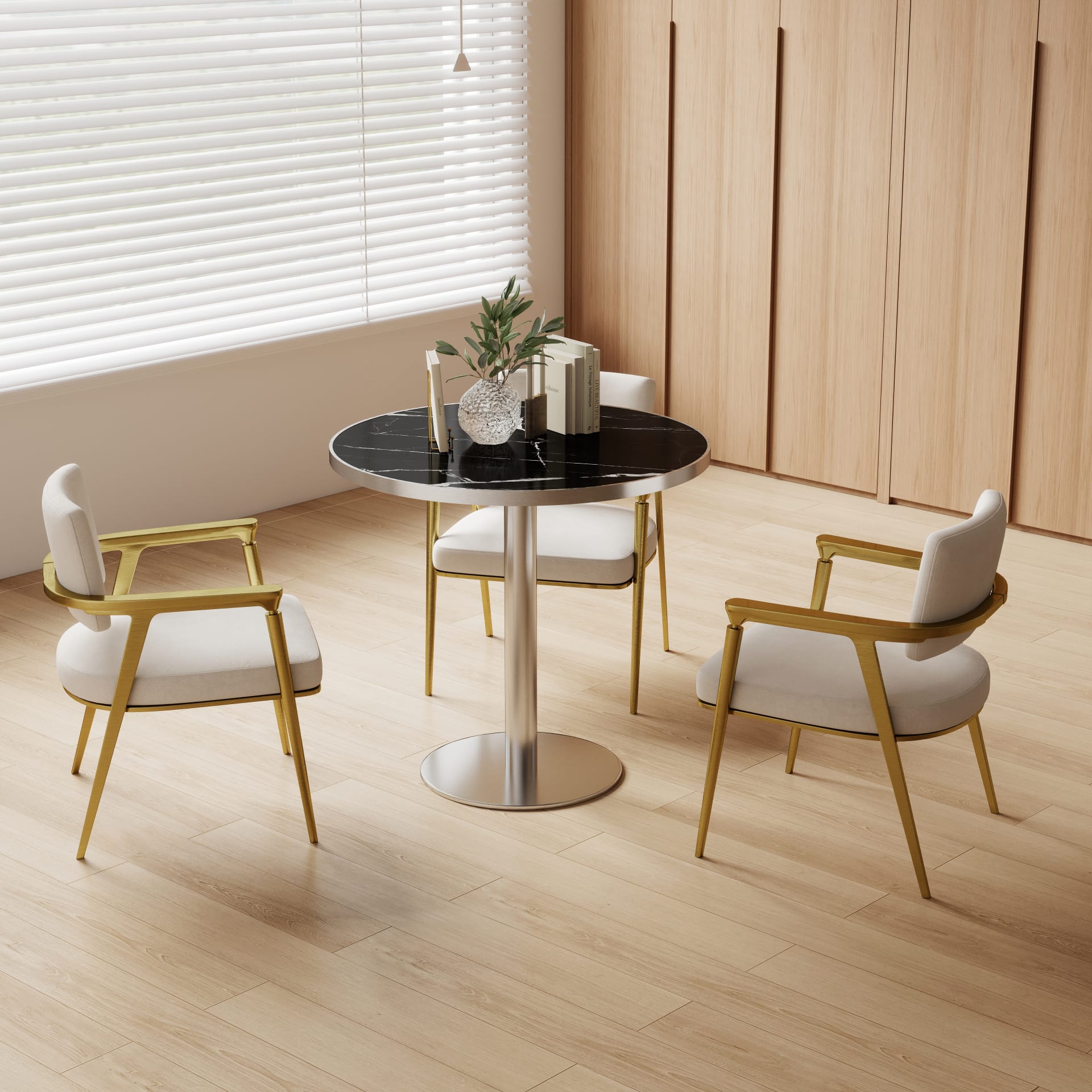 Round Modern Dinning Table 31.5 Inches Bistro Table Tulip Table With Faux Marble Top,Easy Assemble,Sturdy Metal Frame Diameter view 4