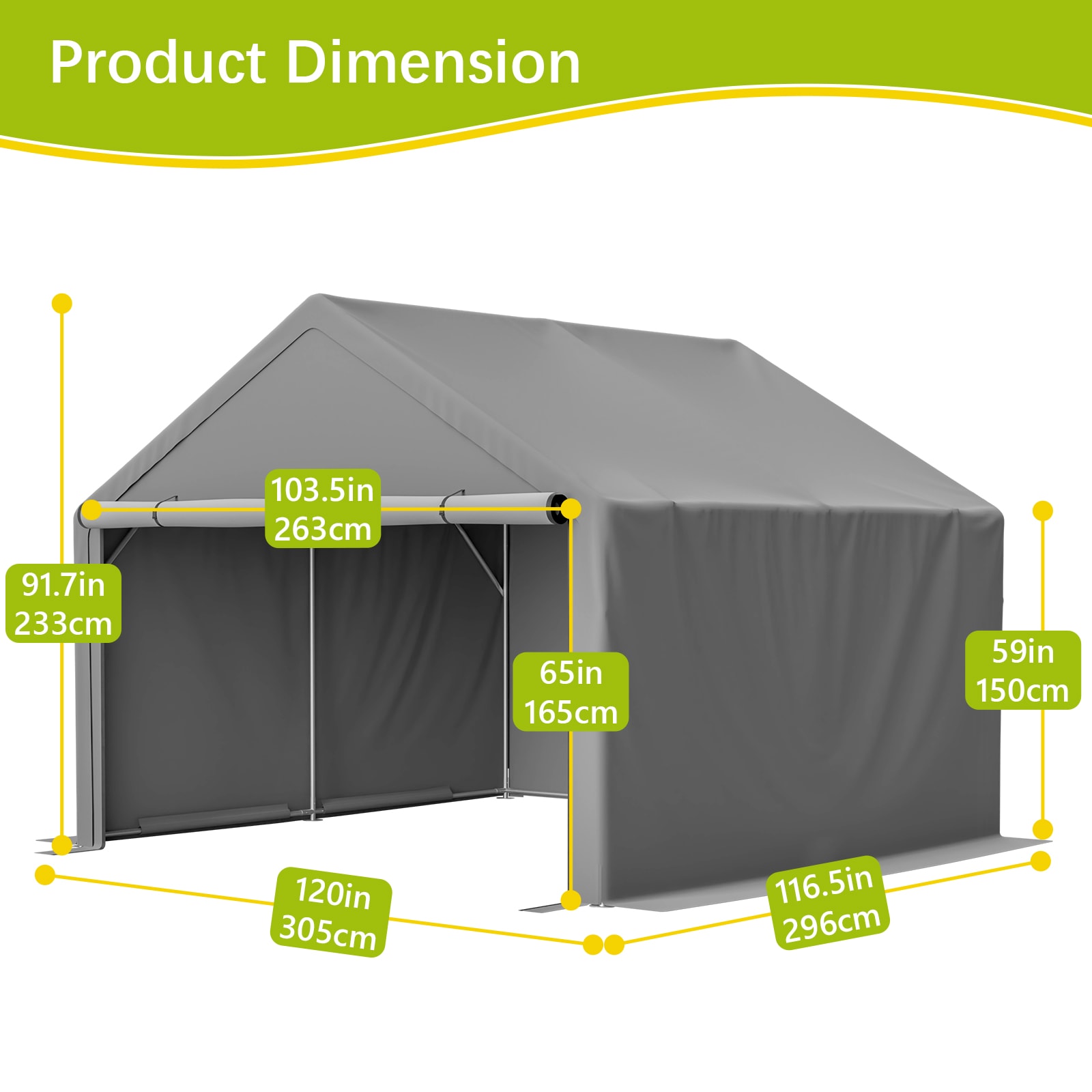 10x10ft Outdoor Storage Shed, All-Weather Garden Shelter With Waterproof UV-Resistant Cover, Multi-Functional Utility Cabin For Bicycle, Tool, Wood Storage, Easy Assembly view 2