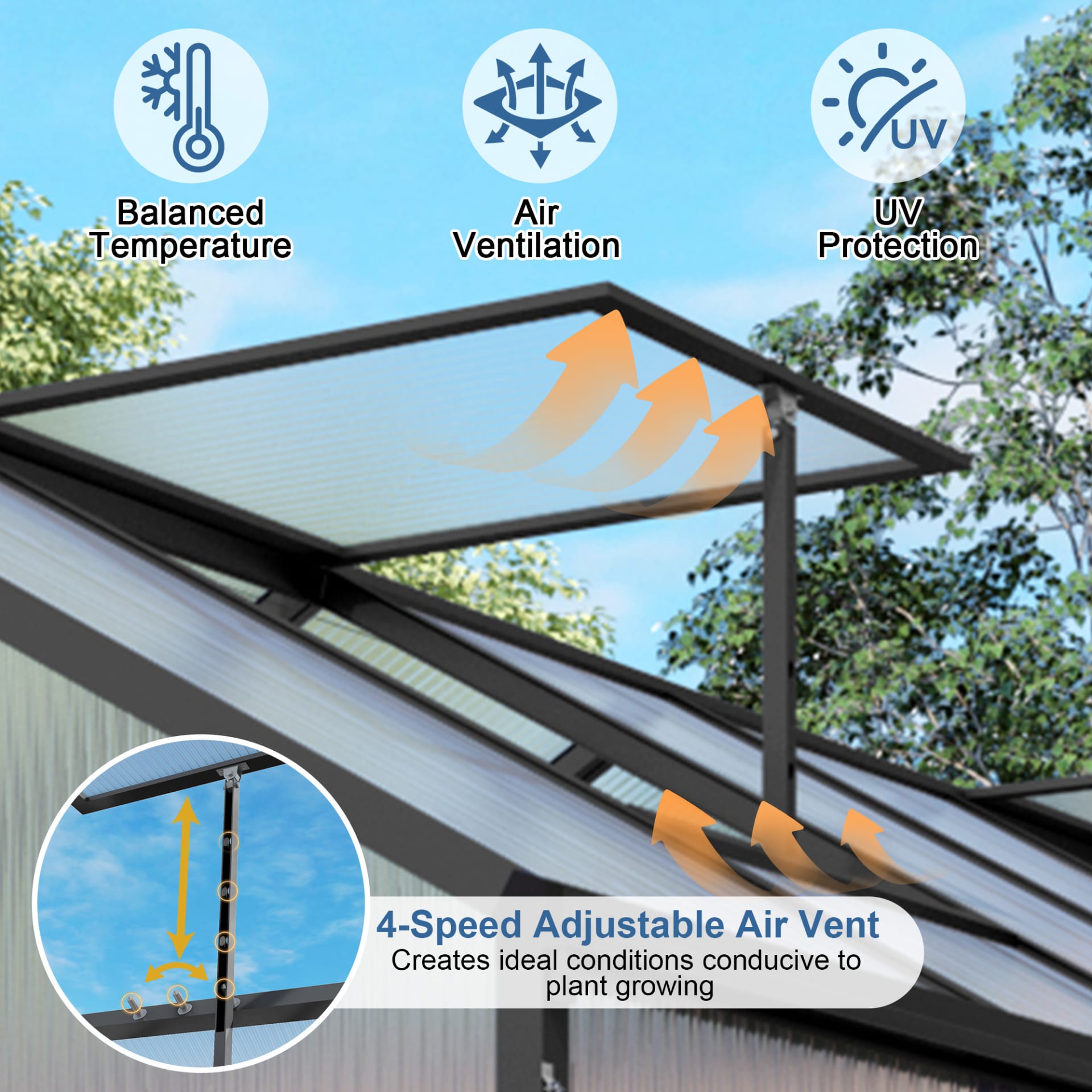 6x12FT Walk-in Outdoor Greenhouse - Polycarbonate Garden Greenhouse With Sturdy Aluminum Frame, Adjustable Vents, Lockable Door & UV Protection For Backyard view 1