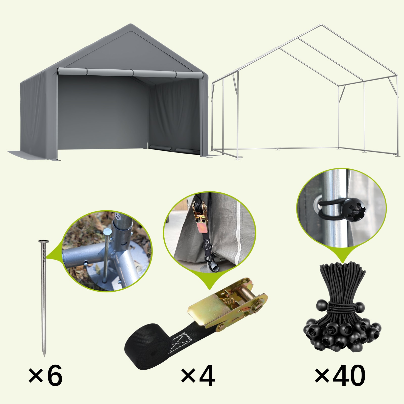 10x10ft Outdoor Storage Shed, All-Weather Garden Shelter With Waterproof UV-Resistant Cover, Multi-Functional Utility Cabin For Bicycle, Tool, Wood Storage, Easy Assembly view 4