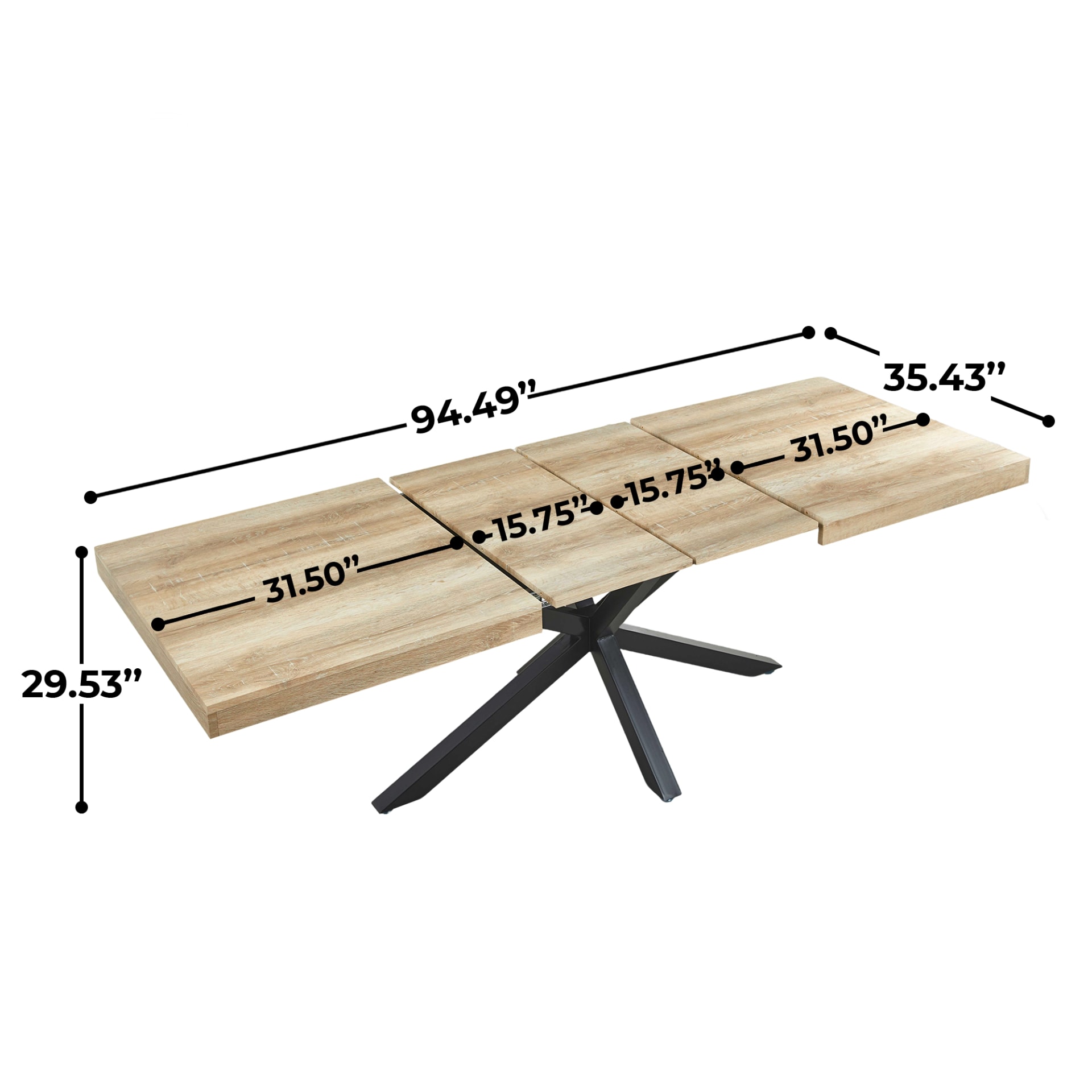 Extendable Table ,DINING TABLE,OFFICE TABLE,COFFEE TABLE,240 200 160x90x75cm,walnut Color view 4