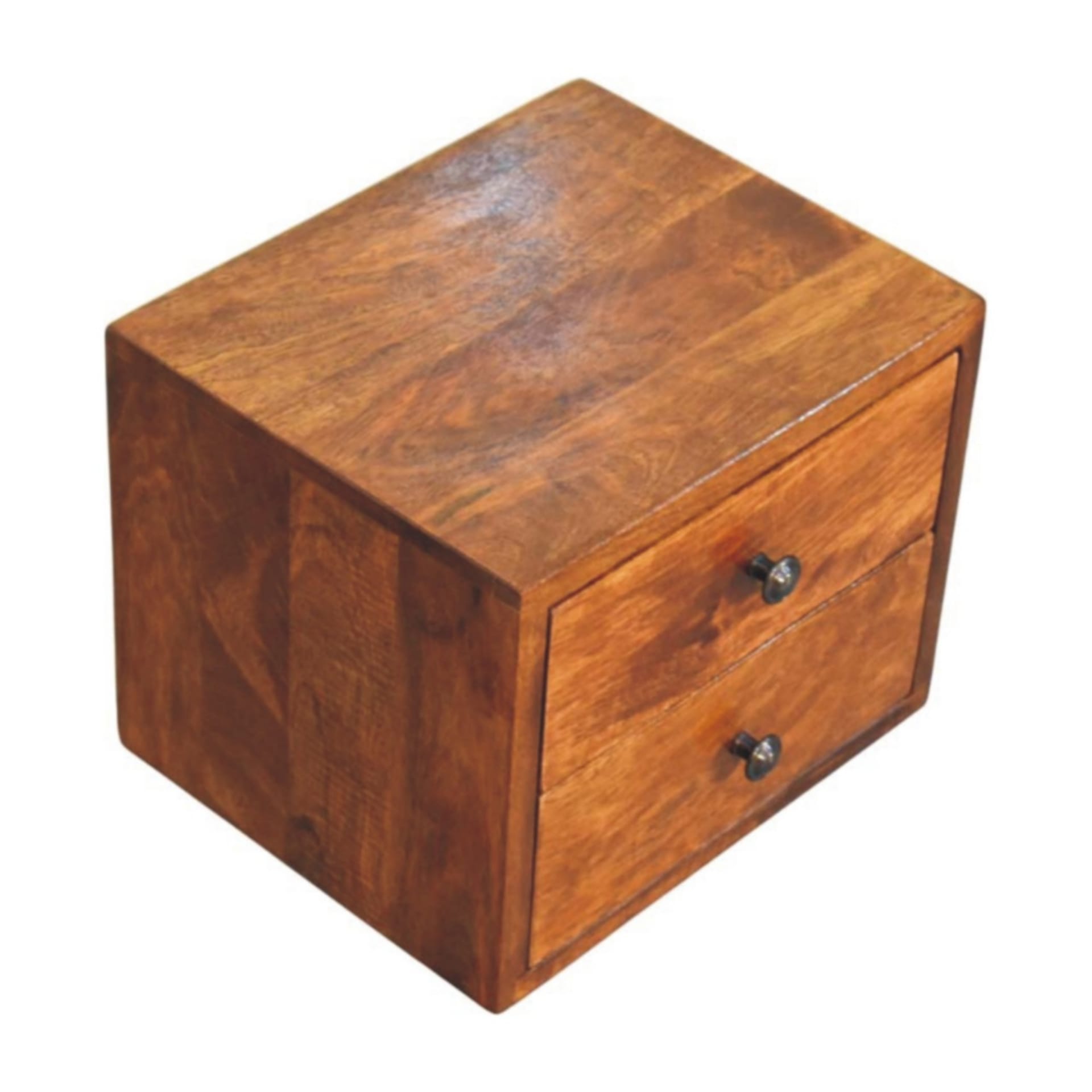 Solid Wood Solis Chestnut Wall Mounted Nightstand, 2 Drawers, Dark Brown view 5