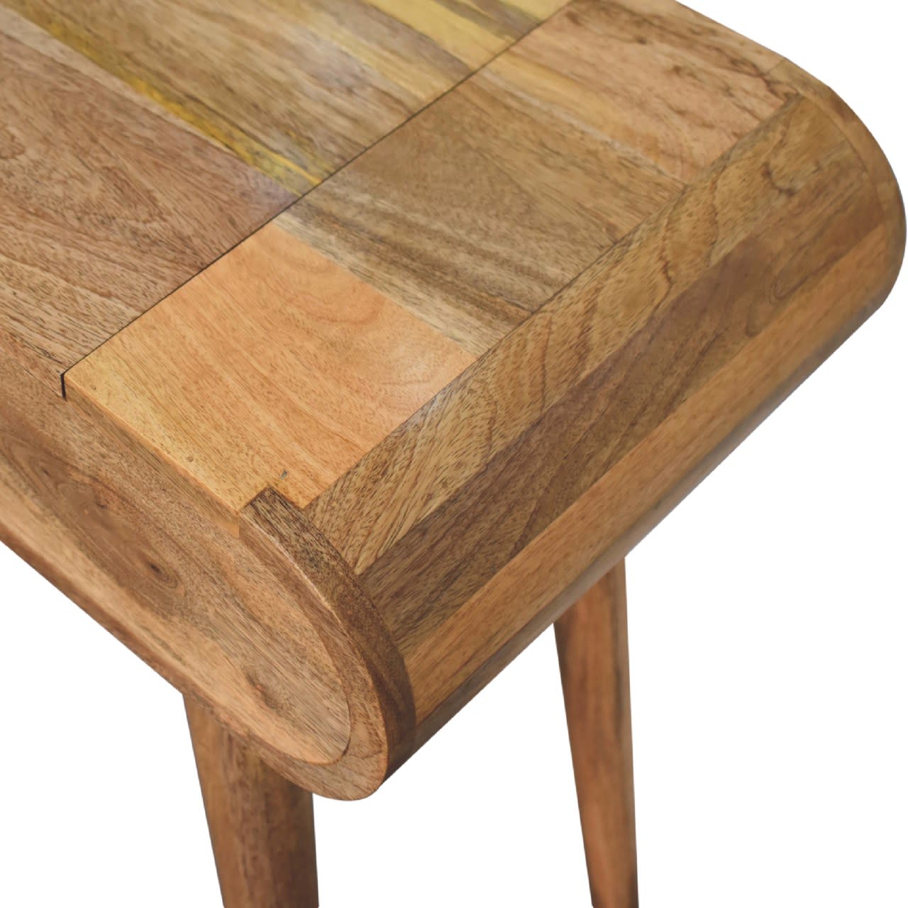 Solid Wood Mini Round Dressing Table, 1 Drawer With Storage Compartments, Nordic Legs, Oak-ish, Brown view 4