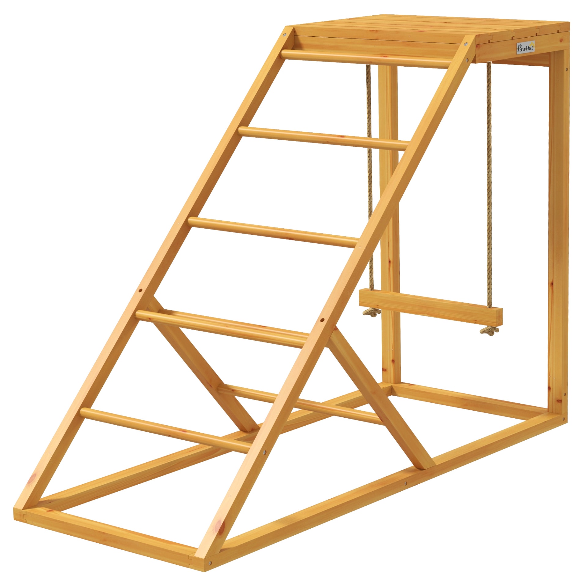 PawHut Chicken Activity Play For Healthy & Happy Animals, Swing Set With Chicken Perches & Hen Ladder, Chicken Coop Toy, Yellow view 4