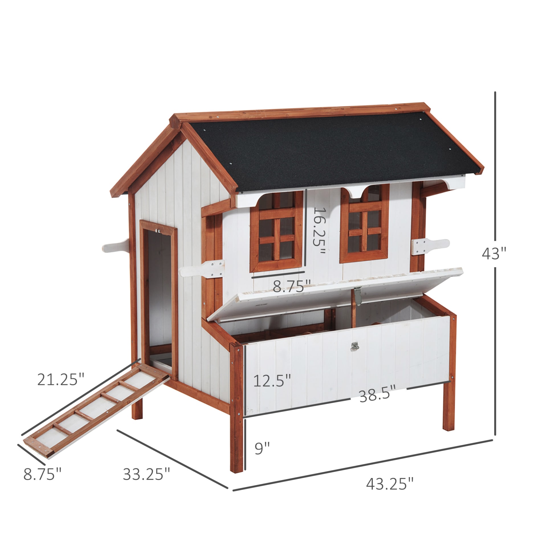 Portable Chicken House,Chicken Coop Wooden Chicken House,Rabbit Hutch Raised Poultry Cage view 4