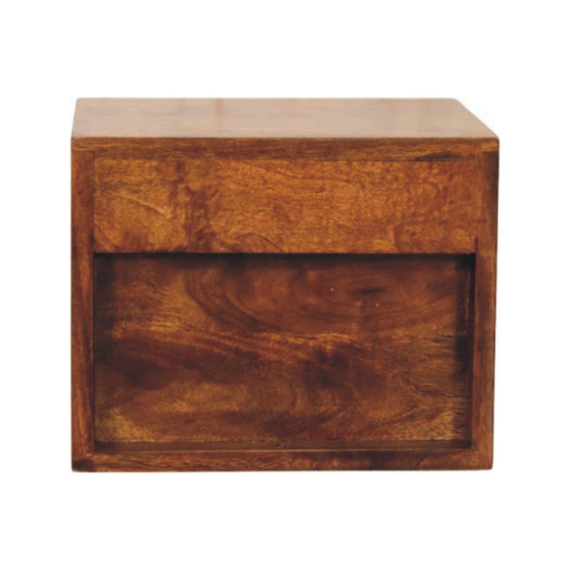 Solid Wood Solis Chestnut Wall Mounted Nightstand, 2 Drawers, Dark Brown view 3