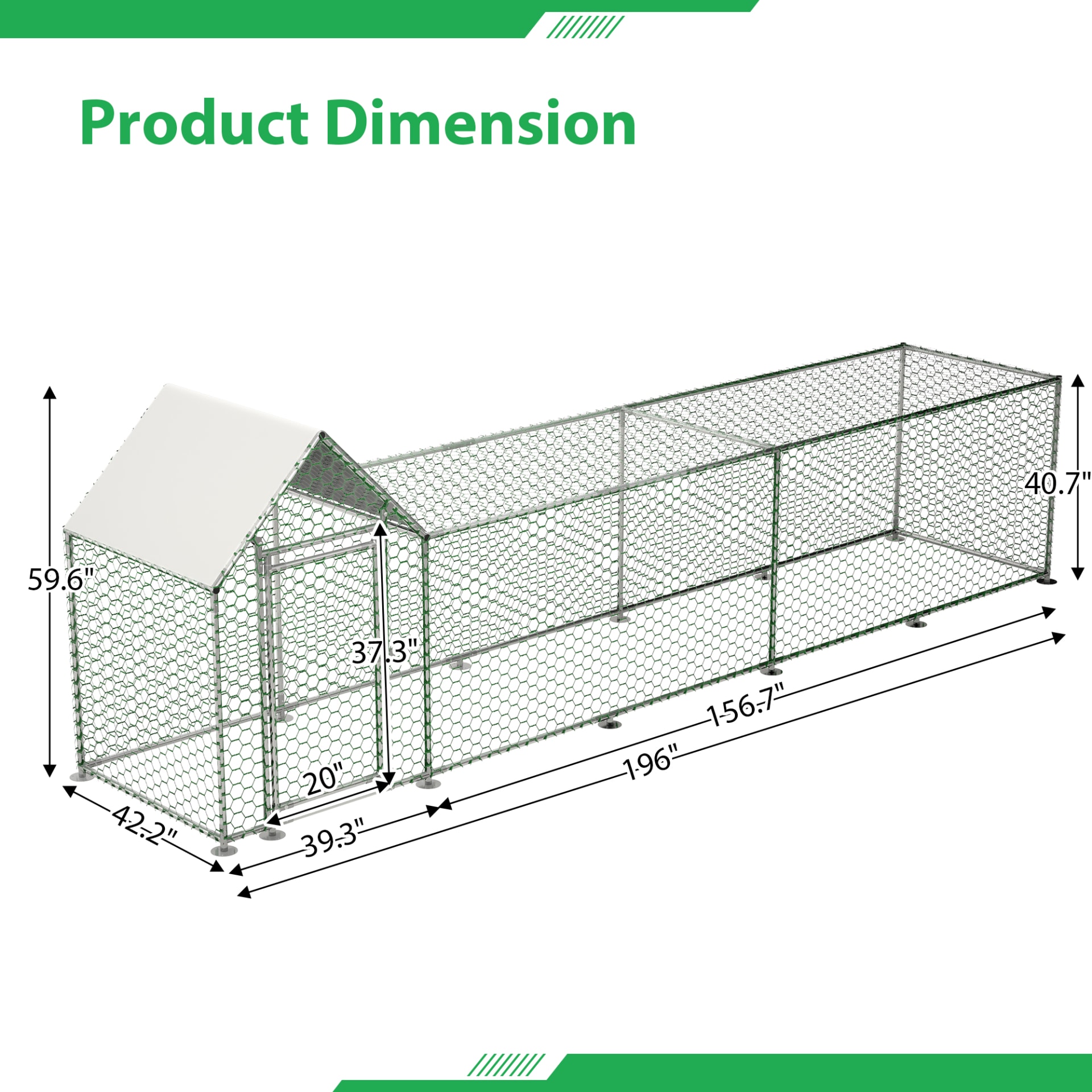16x3FT Metal Chicken Coop Run Hen House Poultry Habitat Cage W Cover view 1
