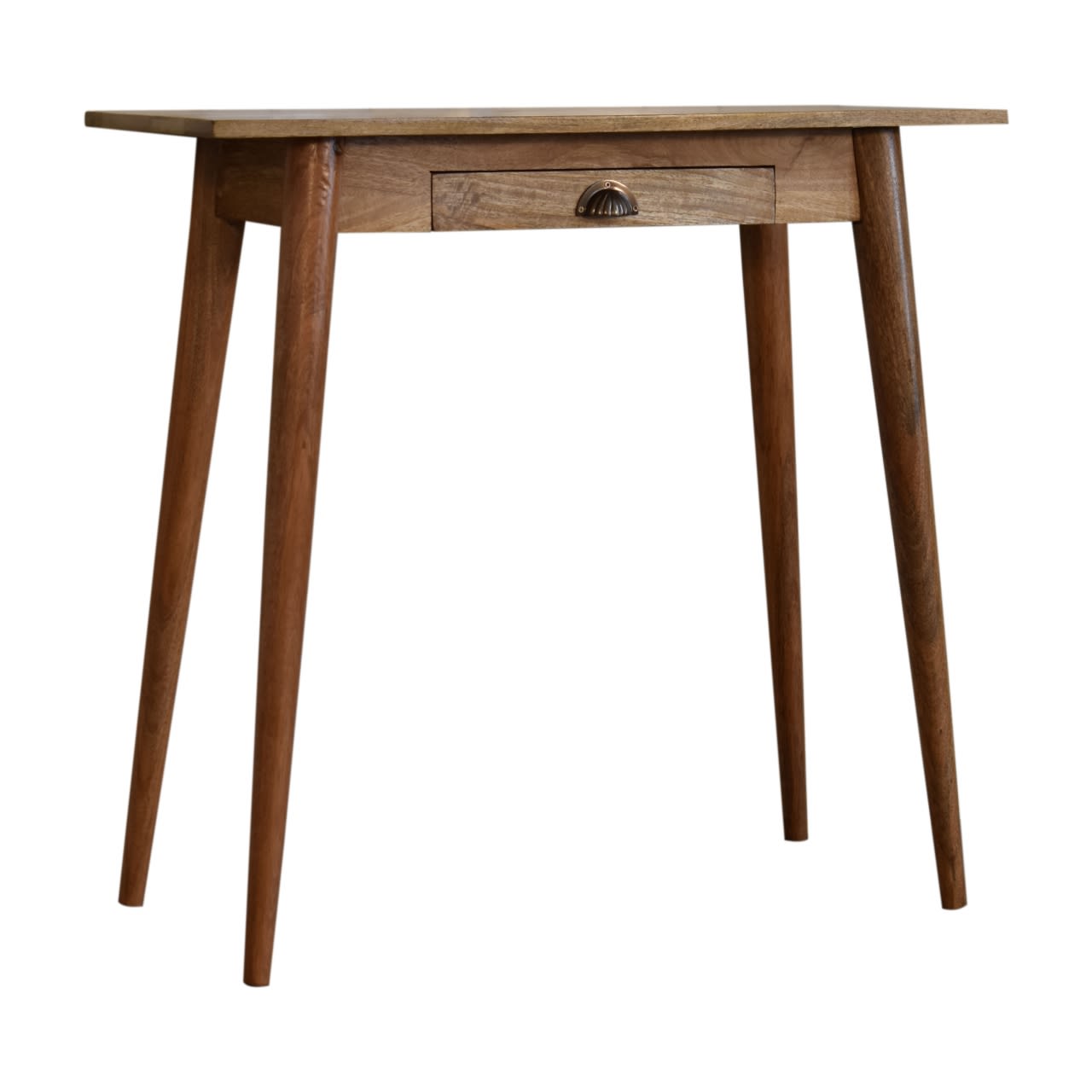 Solid Wood Mini Nordic Style Writing Desk, 1 Drawer, Brown view 3