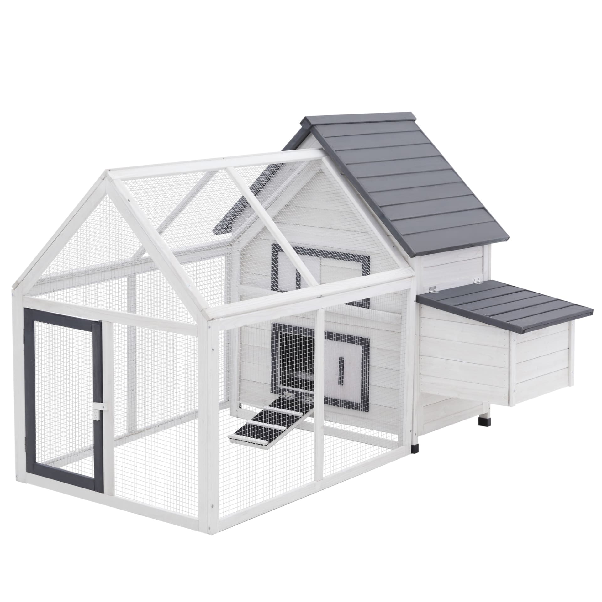 65 Chicken Coop Wooden With Detachable Run, Outdoor Chicken House Poultry Cage Hen With Nesting Box, Removable Tray, Roosting Bars, Ramp, For Garden view 1