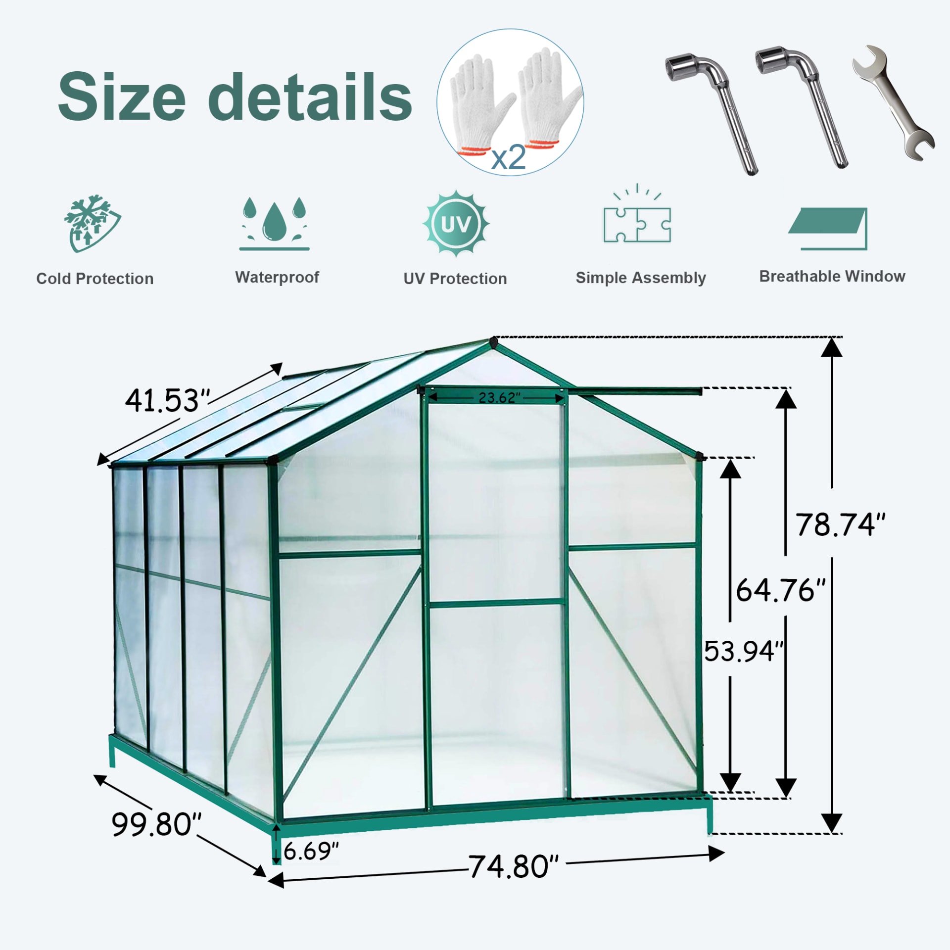 Polycarbonate Greenhouse,6x 8 Heavy Duty Walk-in Plant Garden Greenhouse For  Outdoor view 2