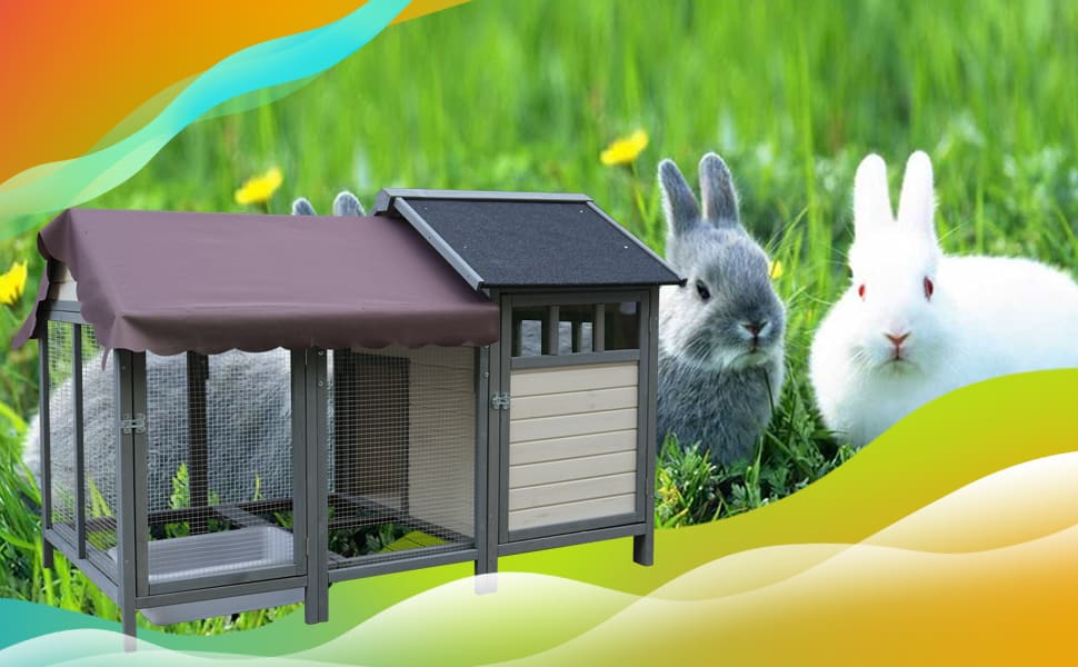 Large Outdoor Chicken Coops, Wooden Chicken Coops With Brooding Boxes, Bird Cages,Can Accommodate 3 To 5 Chickens  Rabbit Cages - Black Waterproof And Sun-protective Felt Roofs Dark Gray Beige view 4