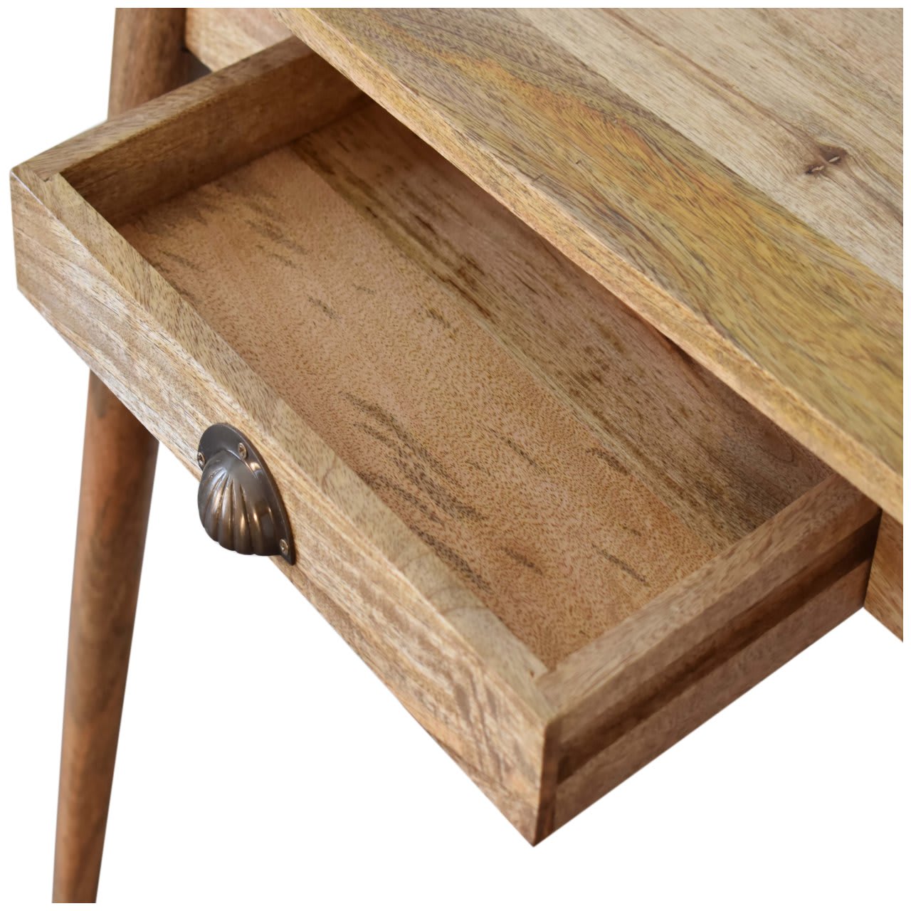 Solid Wood Mini Nordic Style Writing Desk, 1 Drawer, Brown view 2