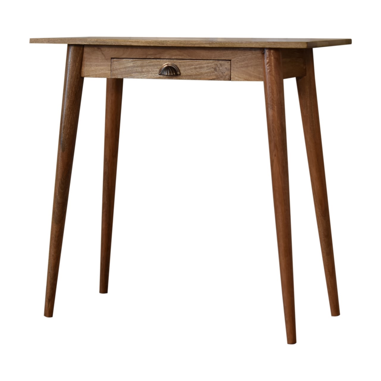 Solid Wood Mini Nordic Style Writing Desk, 1 Drawer, Brown view 1