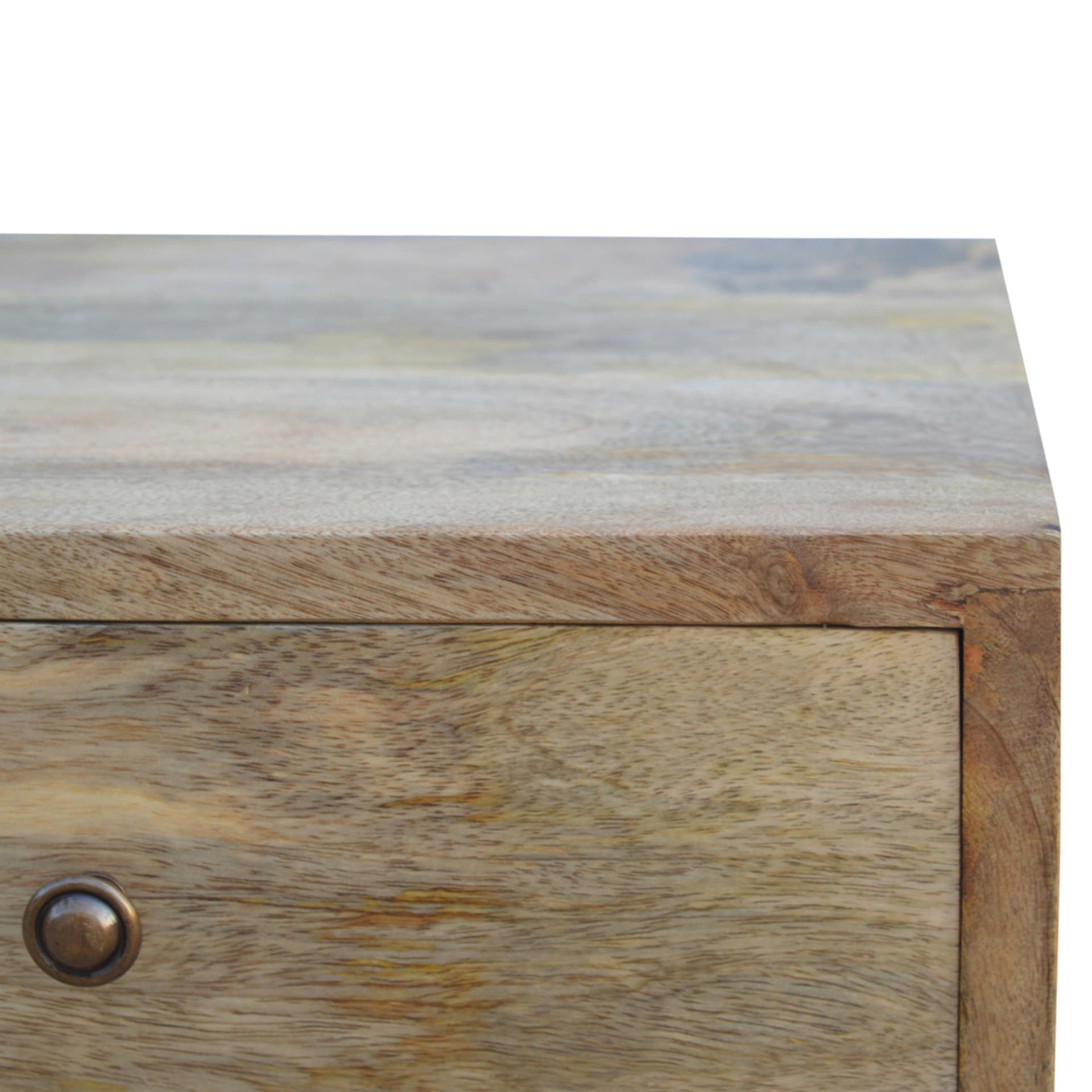 Solid Wood Wall Mounted Rounded Bedside, 1 Drawer, Light Brown view 4