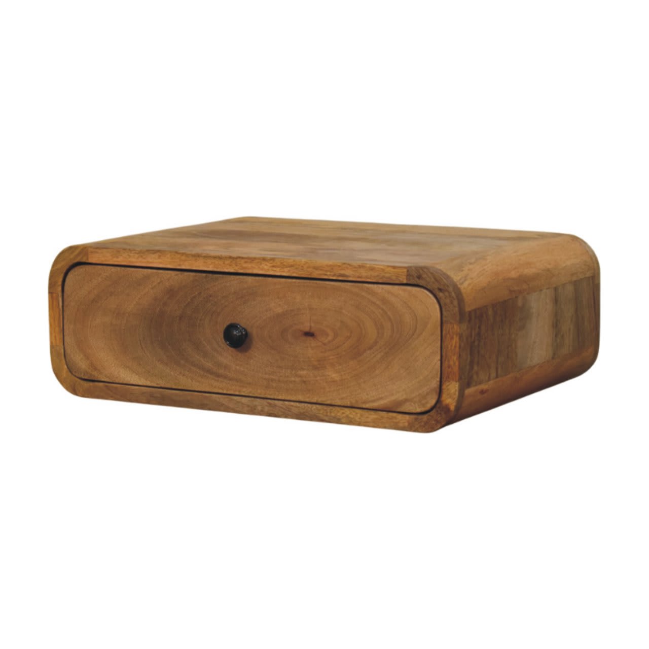 Solid Wood Avora Wall-Mounted Oak-ish 1 Drawer Nightstand, Brown view 3