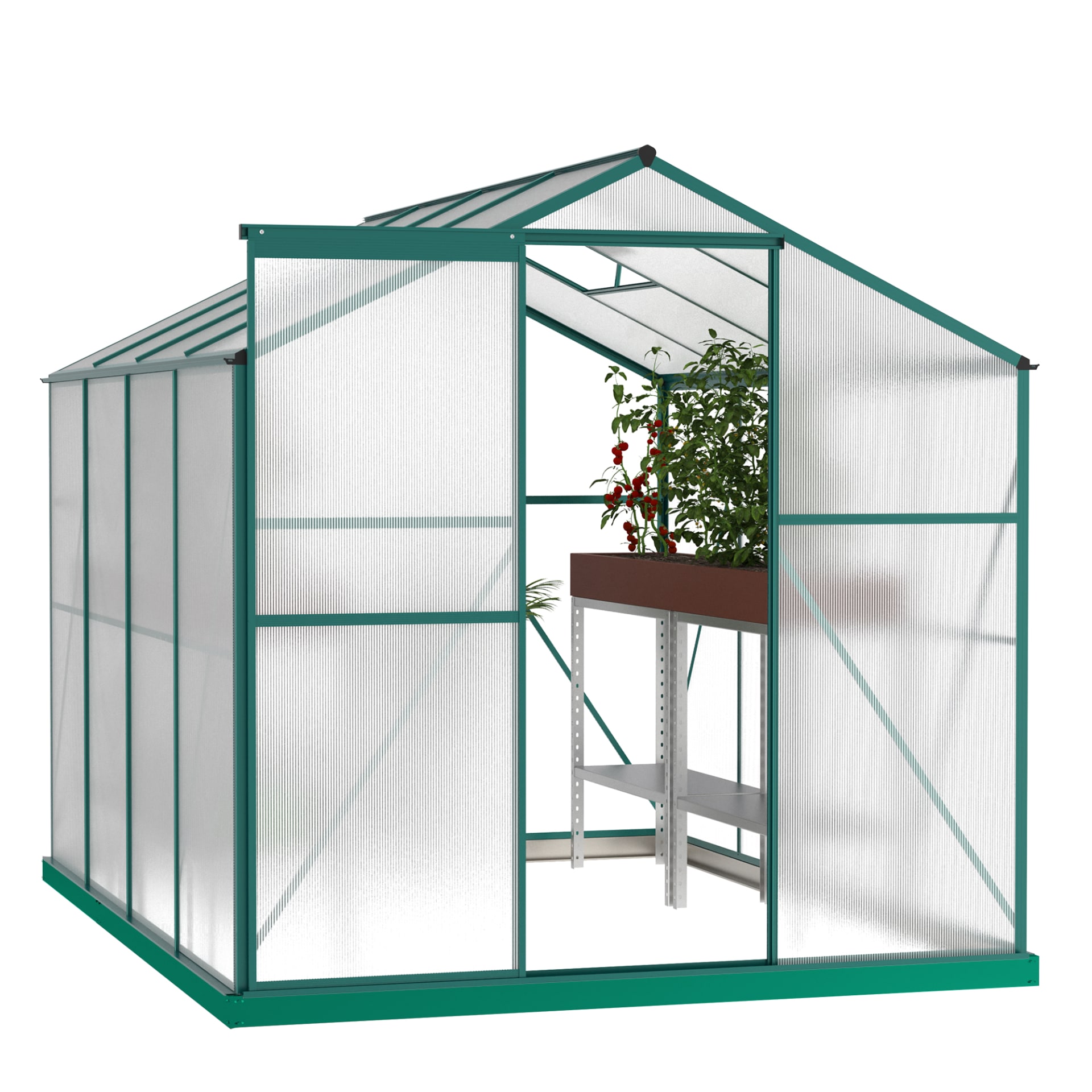 Polycarbonate Greenhouse,6x 8 Heavy Duty Walk-in Plant Garden Greenhouse For  Outdoor view 4