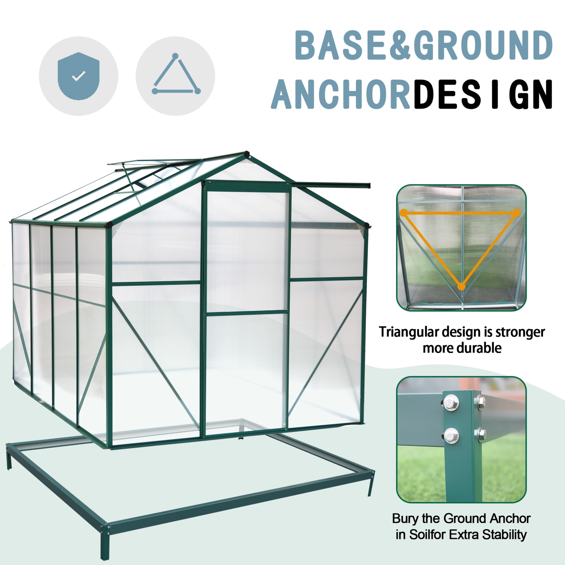 Polycarbonate Greenhouse,6x 8 Heavy Duty Walk-in Plant Garden Greenhouse For  Outdoor view 3