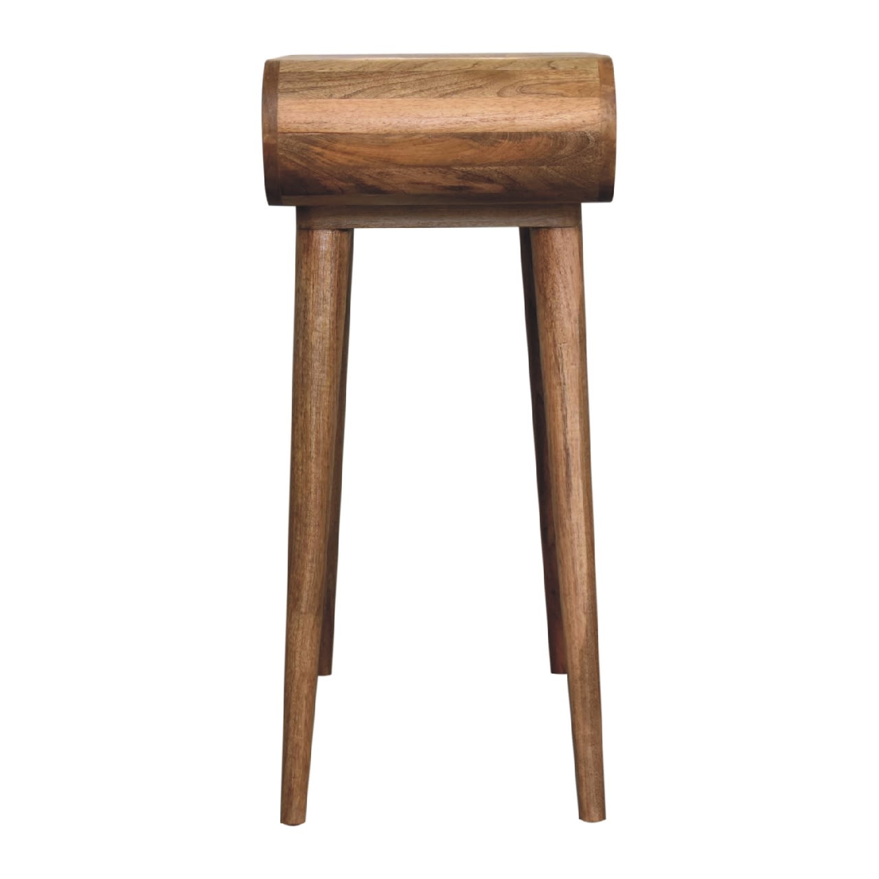 Solid Wood Mini Round Dressing Table, 1 Drawer With Storage Compartments, Nordic Legs, Oak-ish, Brown view 3