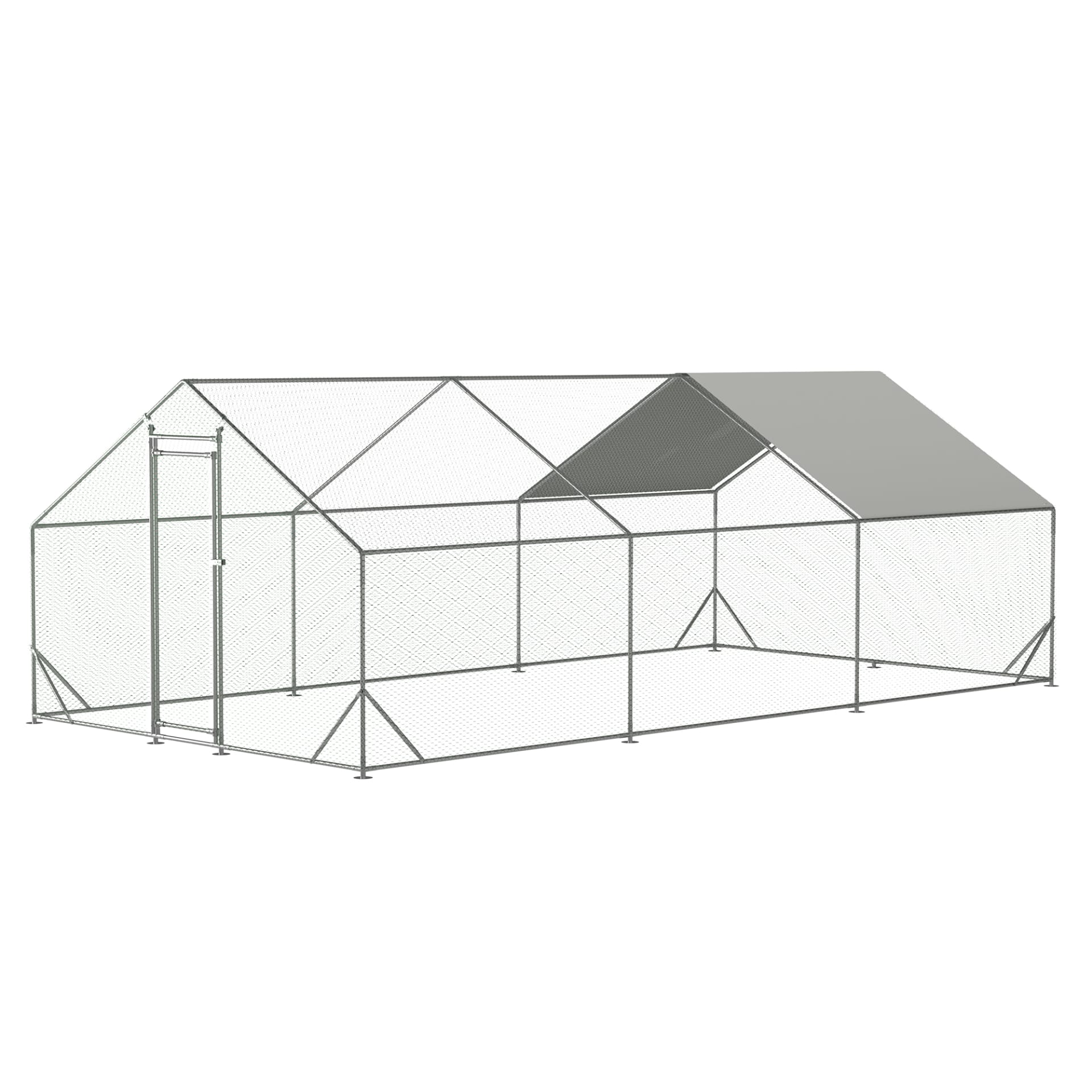Large Metal Chicken Coop, Walk-in Chicken Run,Galvanized Wire Poultry Chicken Hen Pen Cage, Rabbits Duck Cages With Waterproof And Anti-Ultraviolet Cover For Outside 10L X 20W X 6.56'H view 5