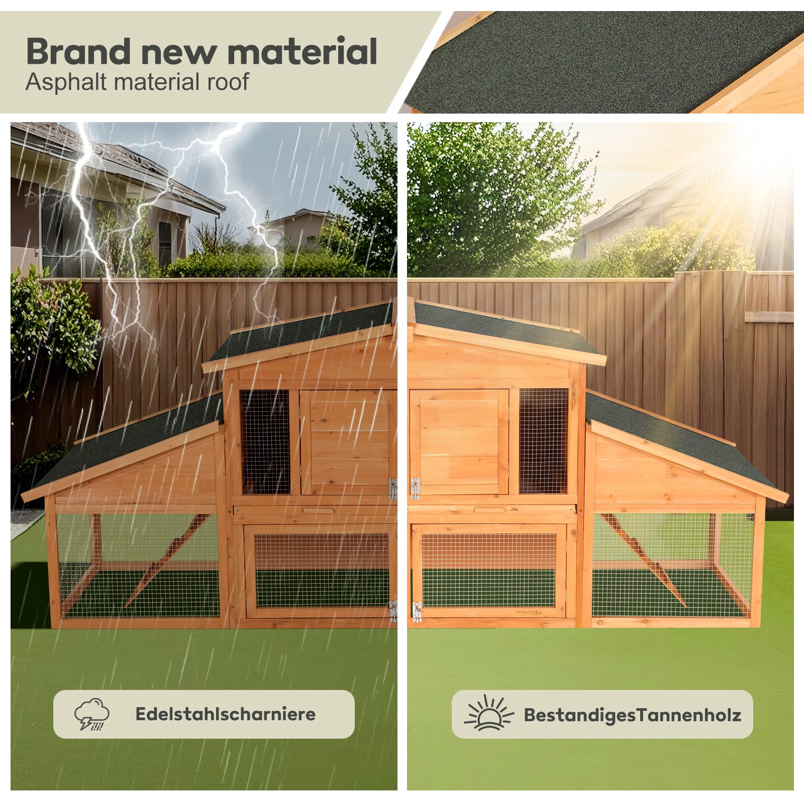 Extra-large Wooden Rabbit House, Chicken Coop, Outdoor Unit That Can Be Easily Assembled And Stable, Indoor With Cleaning Tray And Waterproof Roof, Suitable For Small And Medium-sized Rabbits And Chic view 5