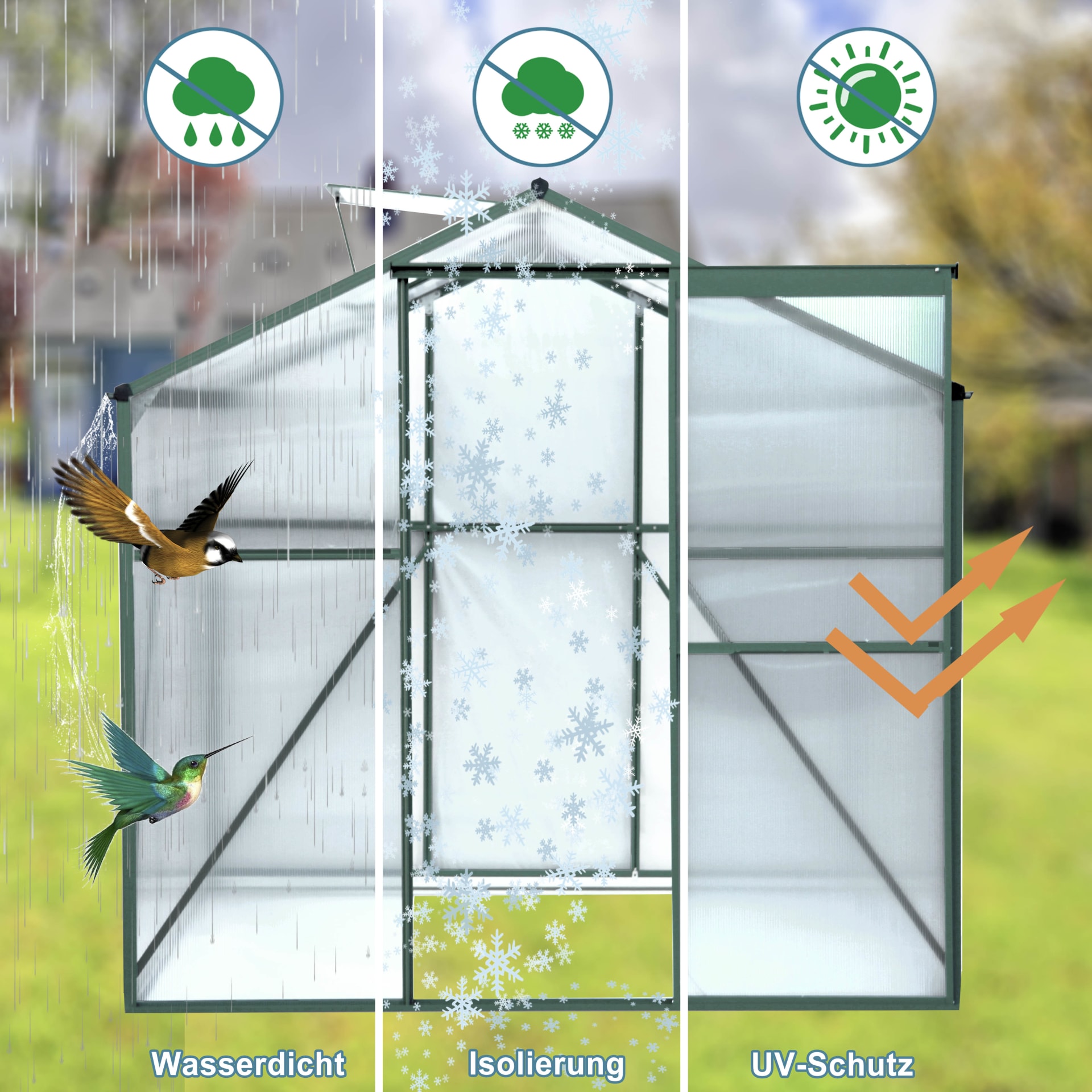 Polycarbonate Greenhouse,6x 8 Heavy Duty Walk-in Plant Garden Greenhouse For  Outdoor view 5