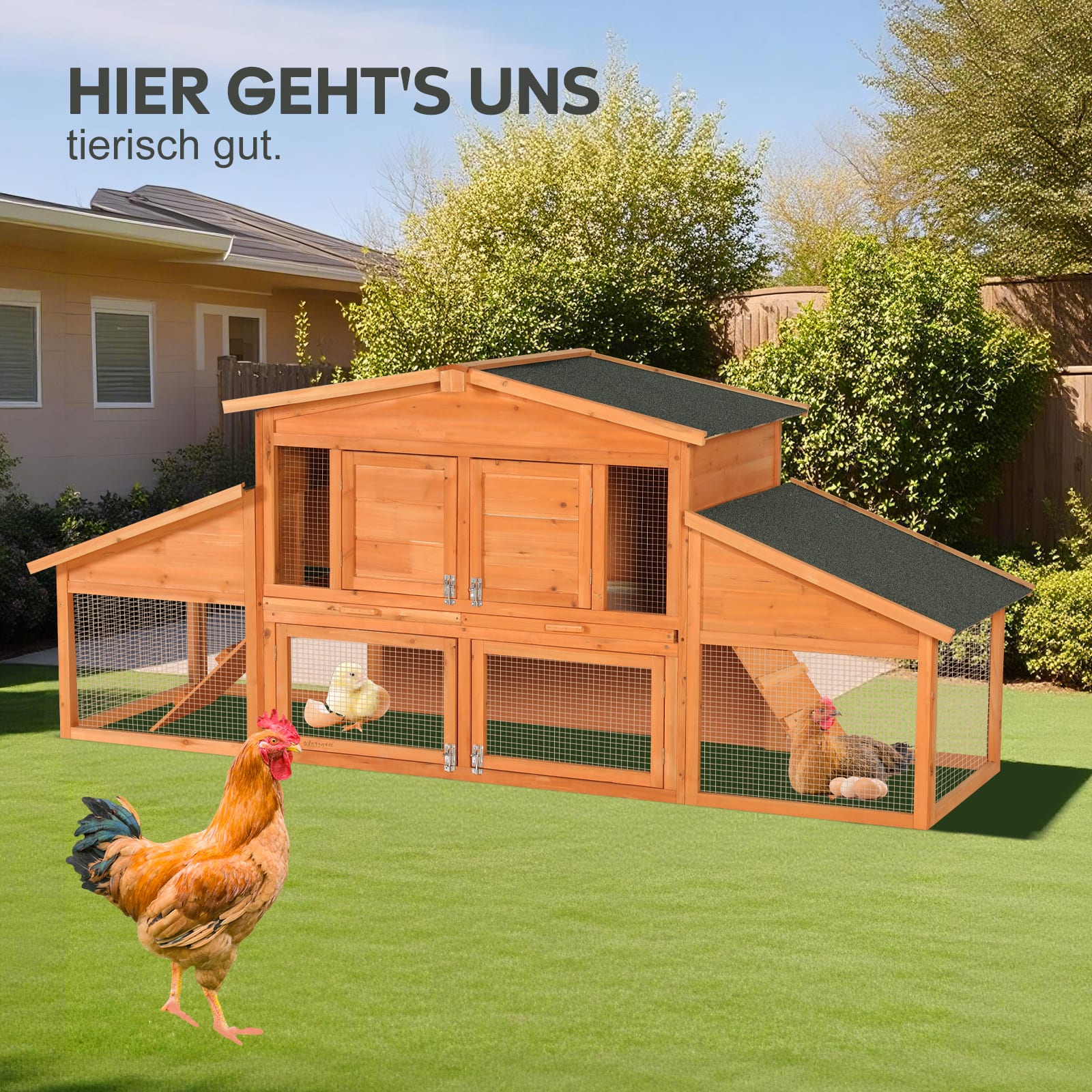 Extra-large Wooden Rabbit House, Chicken Coop, Outdoor Unit That Can Be Easily Assembled And Stable, Indoor With Cleaning Tray And Waterproof Roof, Suitable For Small And Medium-sized Rabbits And Chic view 4