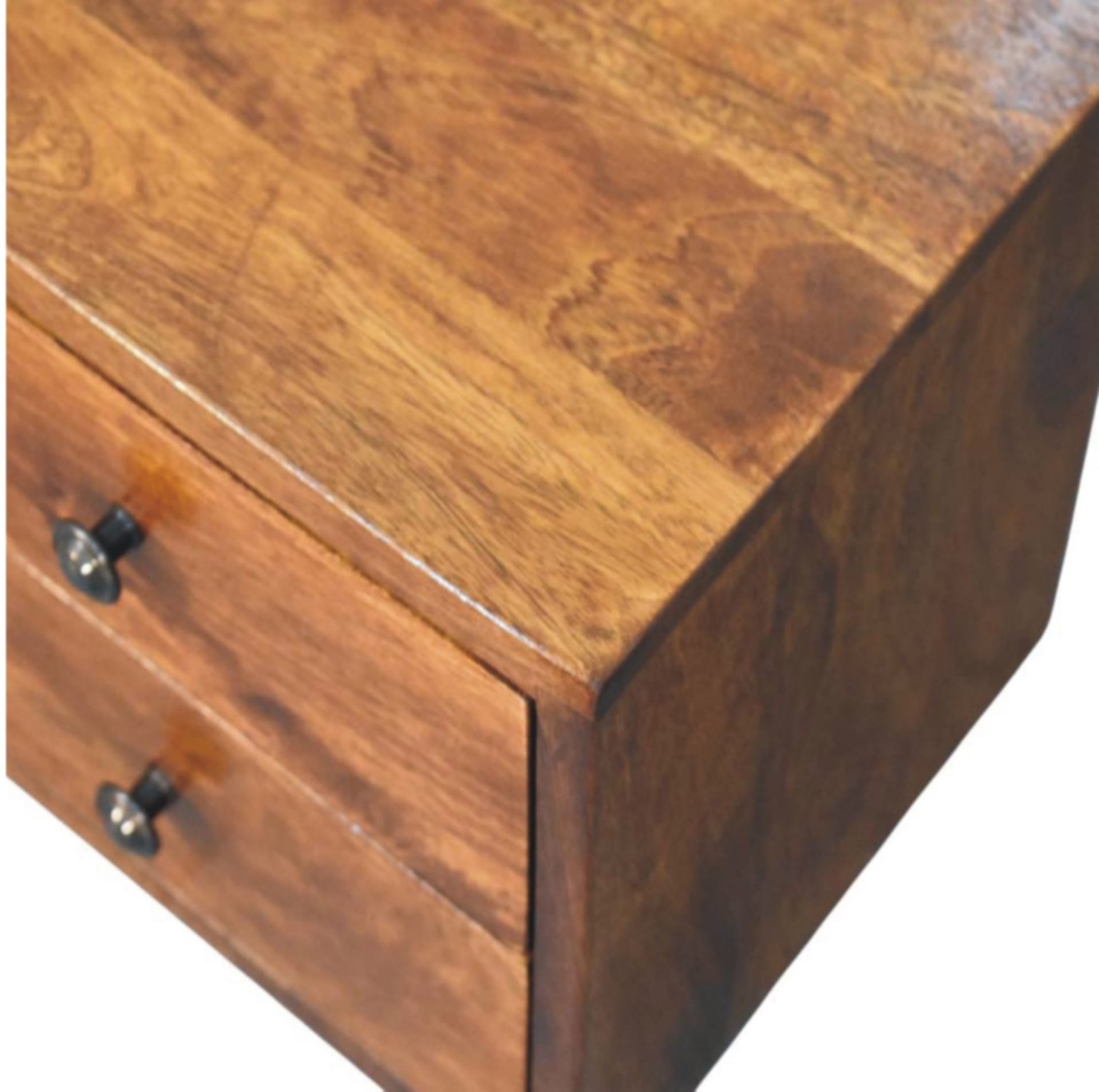 Solid Wood Solis Chestnut Wall Mounted Nightstand, 2 Drawers, Dark Brown view 4