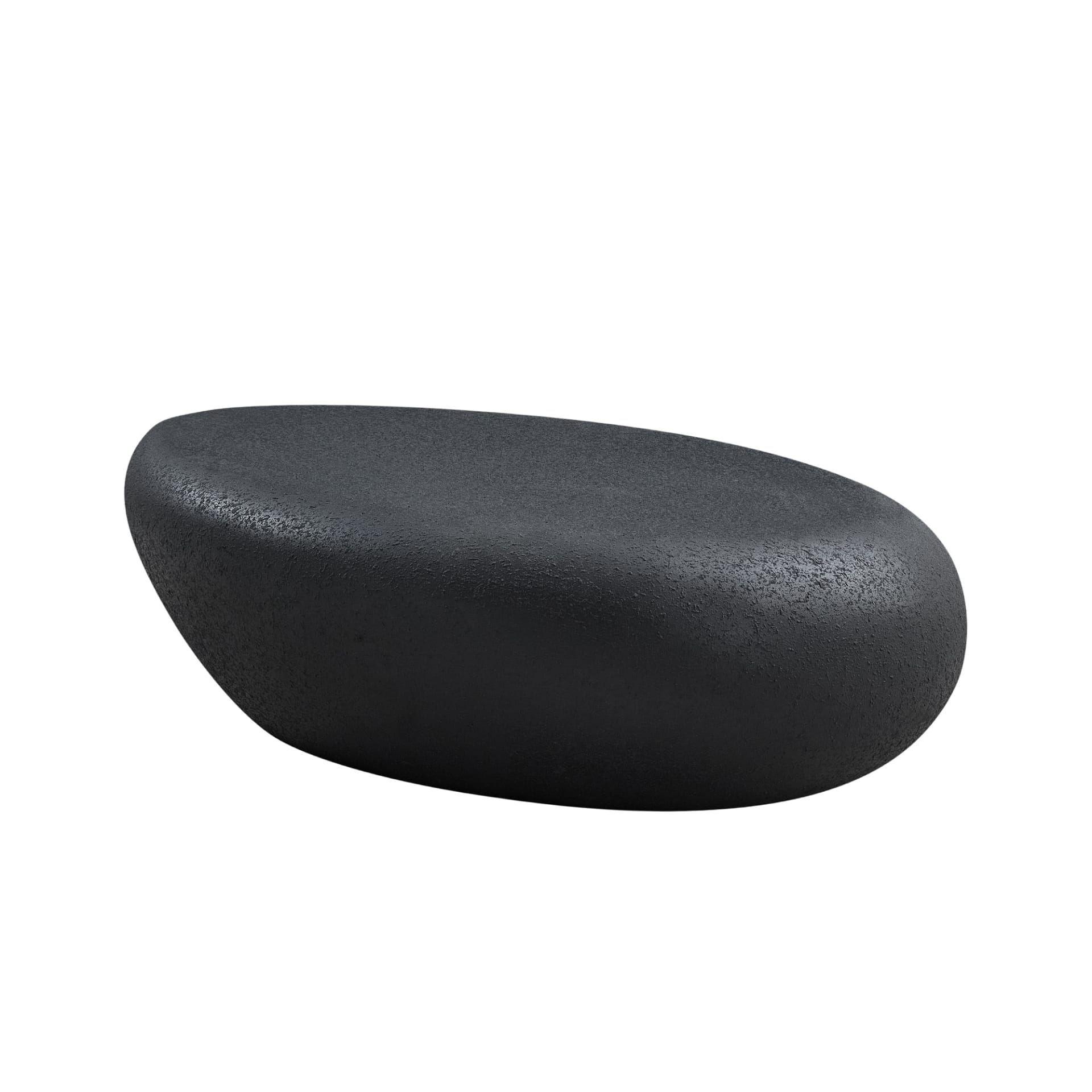 43.31''Fiberglass Elliptical Coffee Table For Living Room Vintage Table,Matte Rocks Table Front Of The Sofa, Irregular Center Table,No Need Assembly,Black view 2