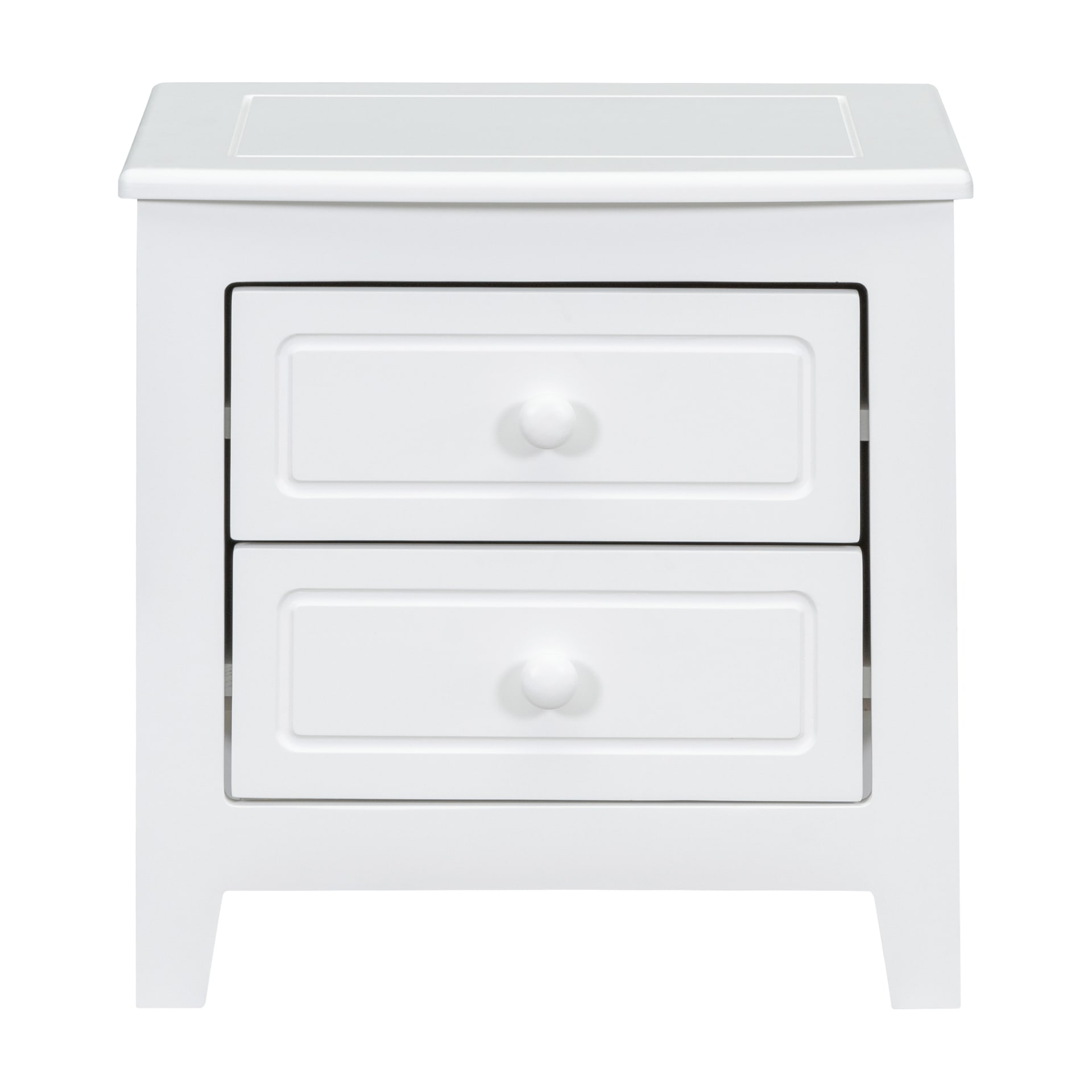 2-Drawer Nightstand For Bedroom, Mid Century Retro Bedside Table With Classic Design,White